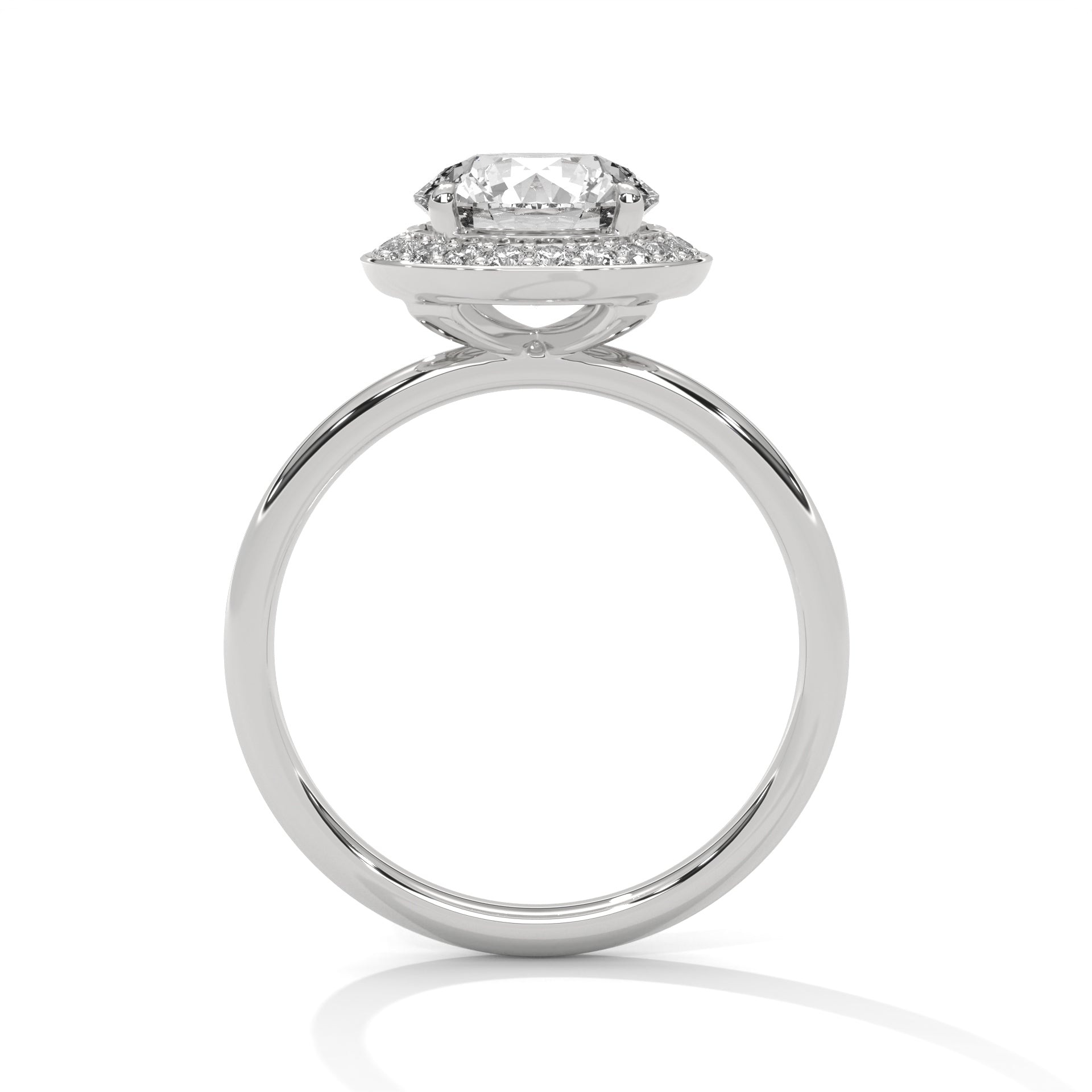 1–3 Carat Round Lab-Grown Diamond Solitaire with Halo Engagement Ring –  18K Gold