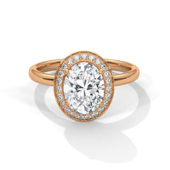 1-3 Ct Oval Lab-Grown Diamond Solitaire Engagement Ring with Halo – 18K Gold