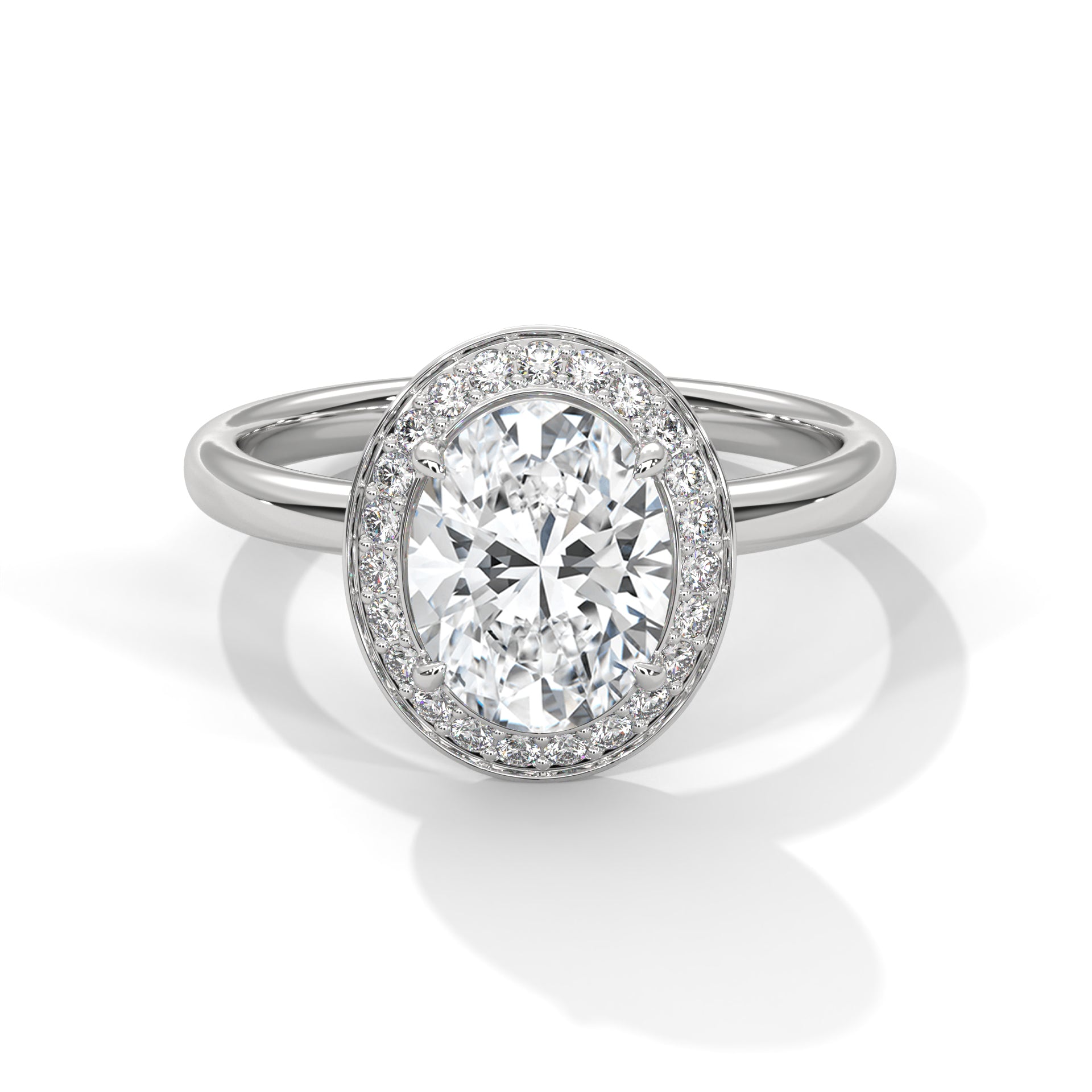 1-3 Ct Oval Lab-Grown Diamond Solitaire Engagement Ring with Halo – 18K Gold