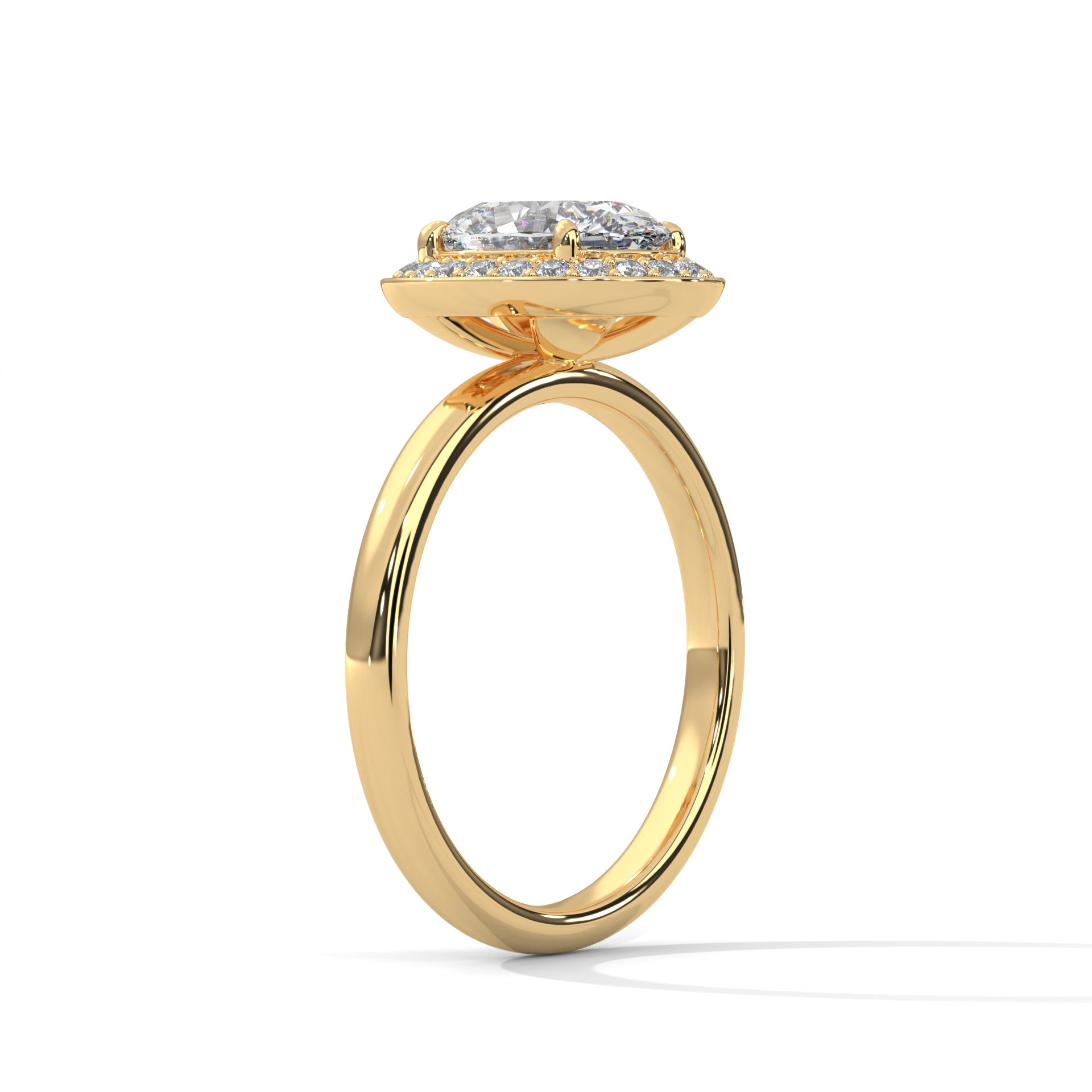 1-3 Ct Oval Lab-Grown Diamond Solitaire Engagement Ring with Halo – 18K Gold