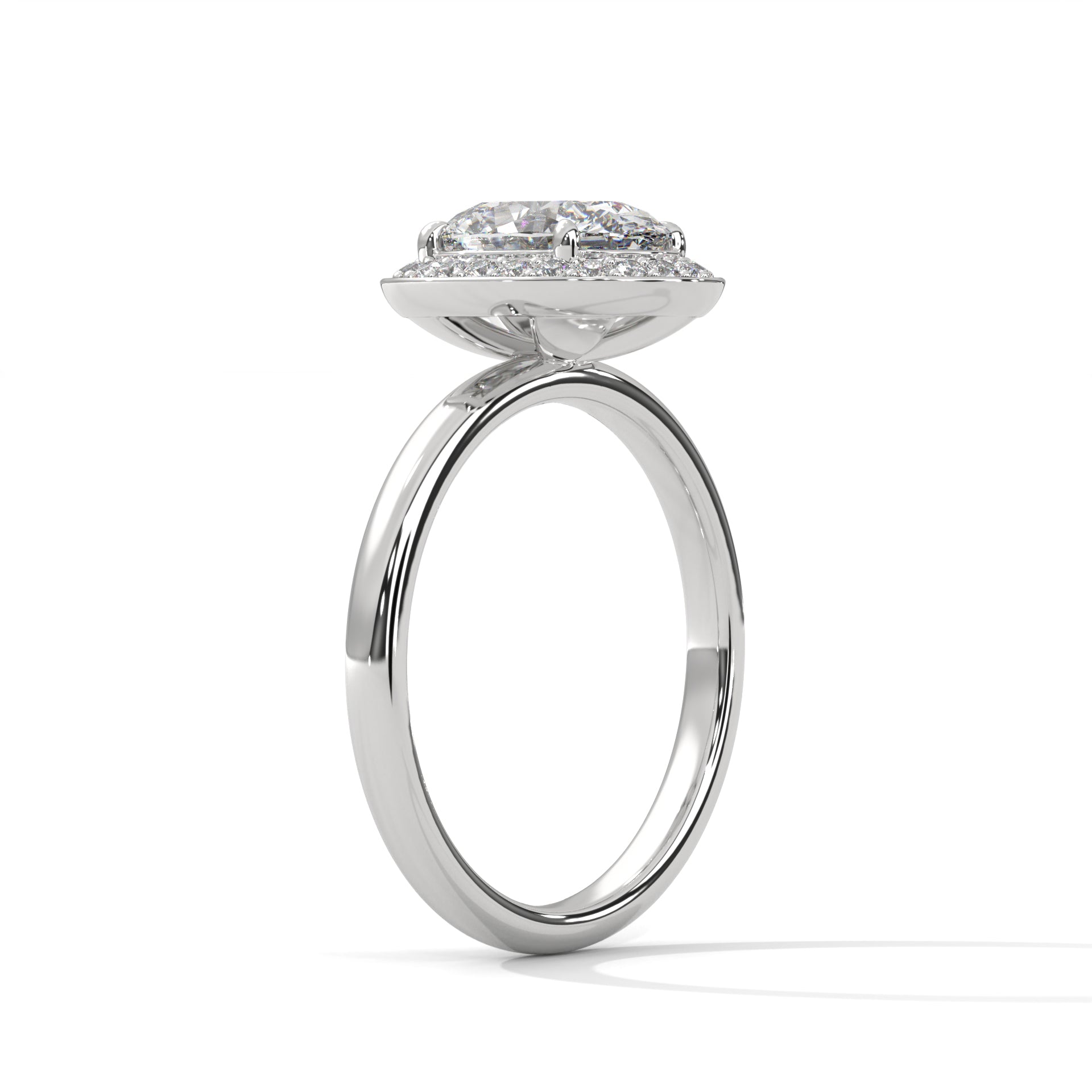 1-3 Ct Oval Lab-Grown Diamond Solitaire Engagement Ring with Halo – 18K Gold