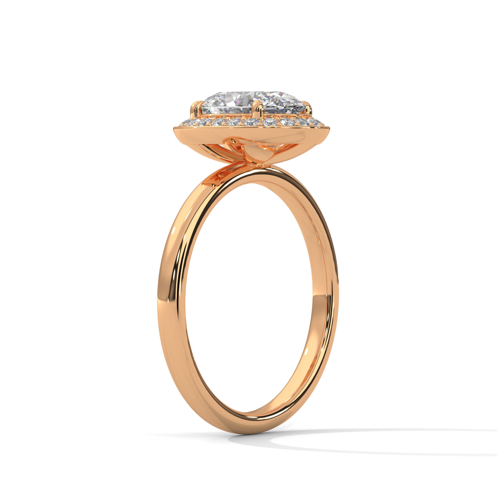 1-3 Ct Oval Lab-Grown Diamond Solitaire Engagement Ring with Halo – 18K Gold