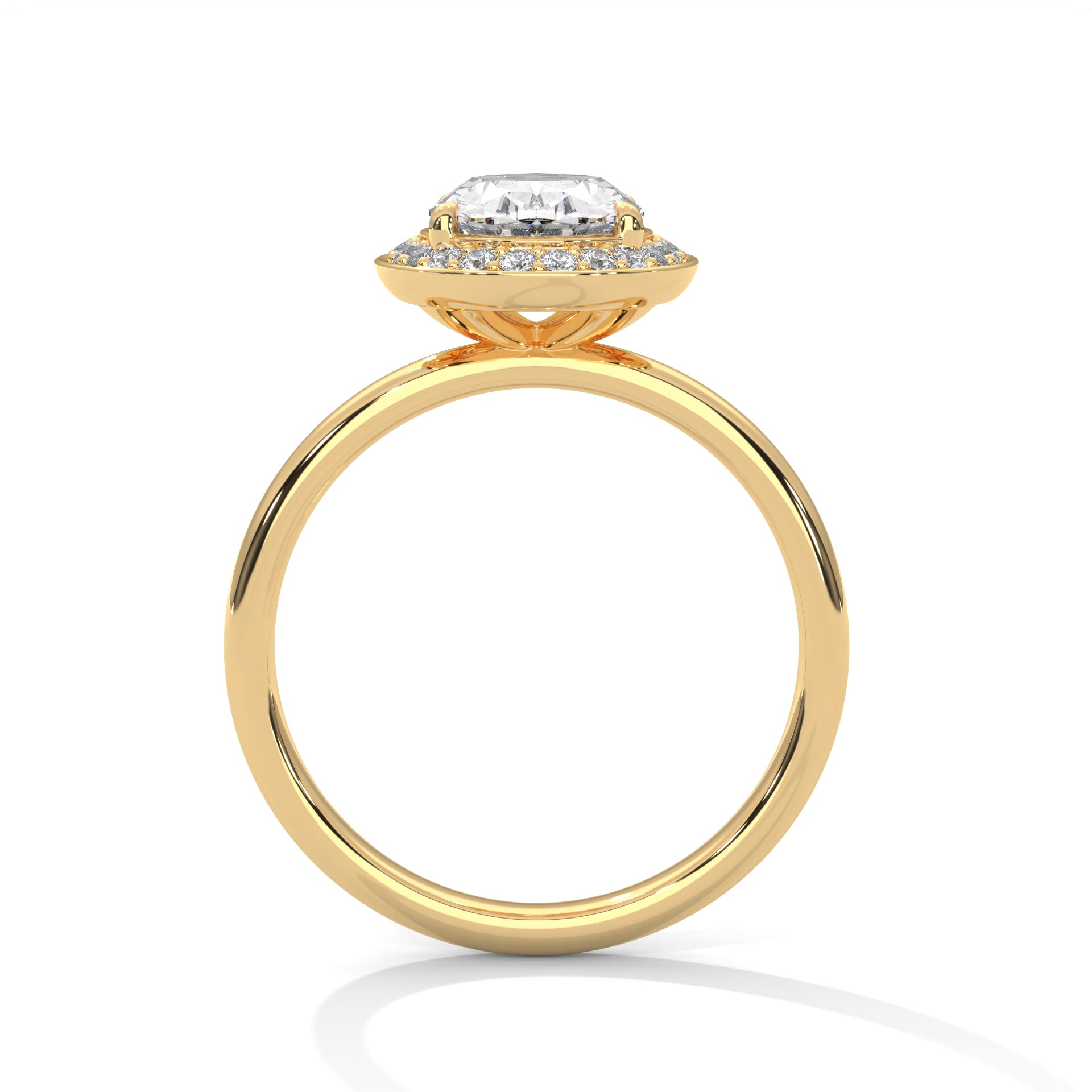 1-3 Ct Oval Lab-Grown Diamond Solitaire Engagement Ring with Halo – 18K Gold