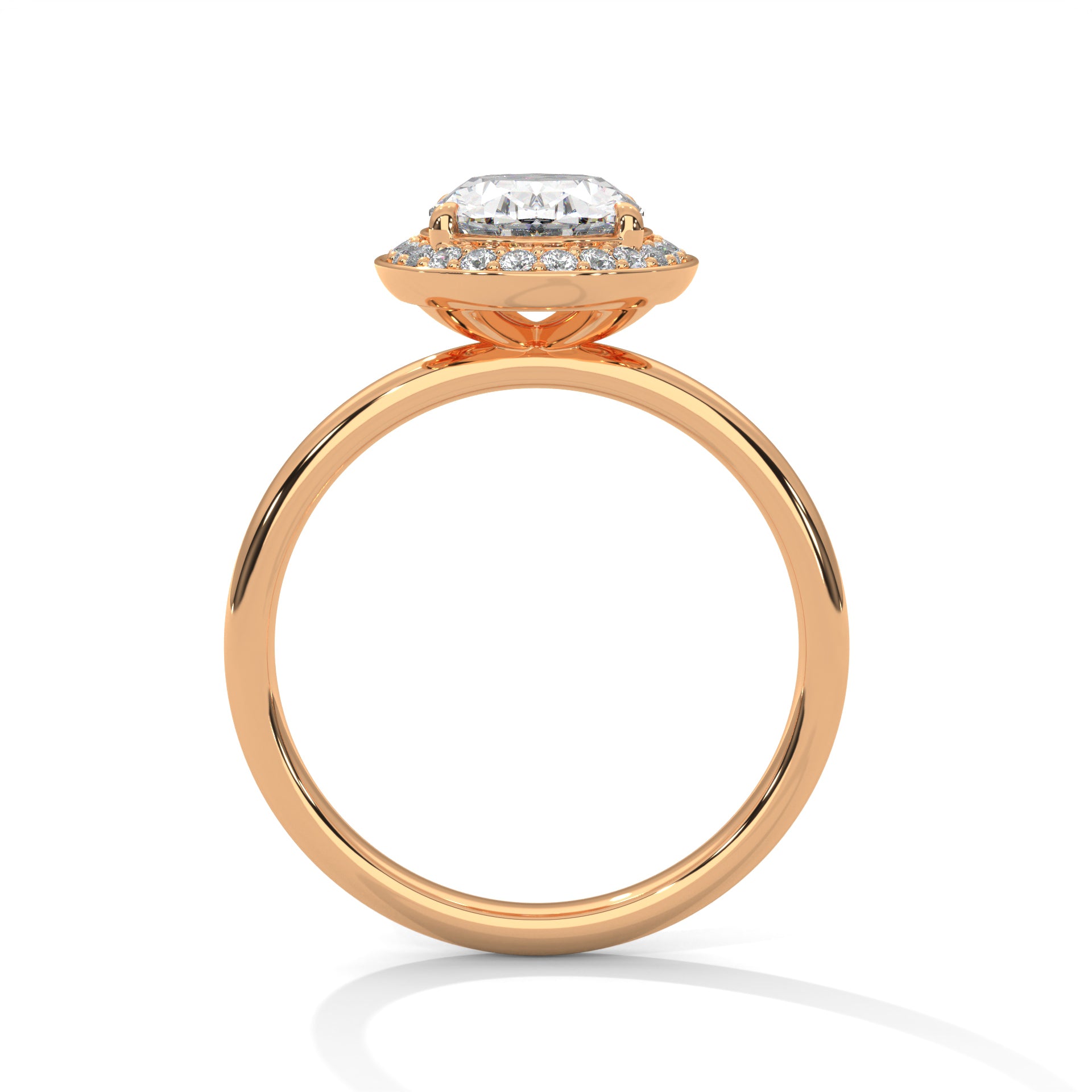 1-3 Ct Oval Lab-Grown Diamond Solitaire Engagement Ring with Halo – 18K Gold