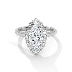 1–3 Carat Marquise Lab-Grown Diamond Solitaire Engagement Ring with Halo – 18K Gold