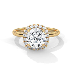 1–3 Carat Round Lab-Grown Diamond Solitaire Engagement Ring with Halo – 18K Gold