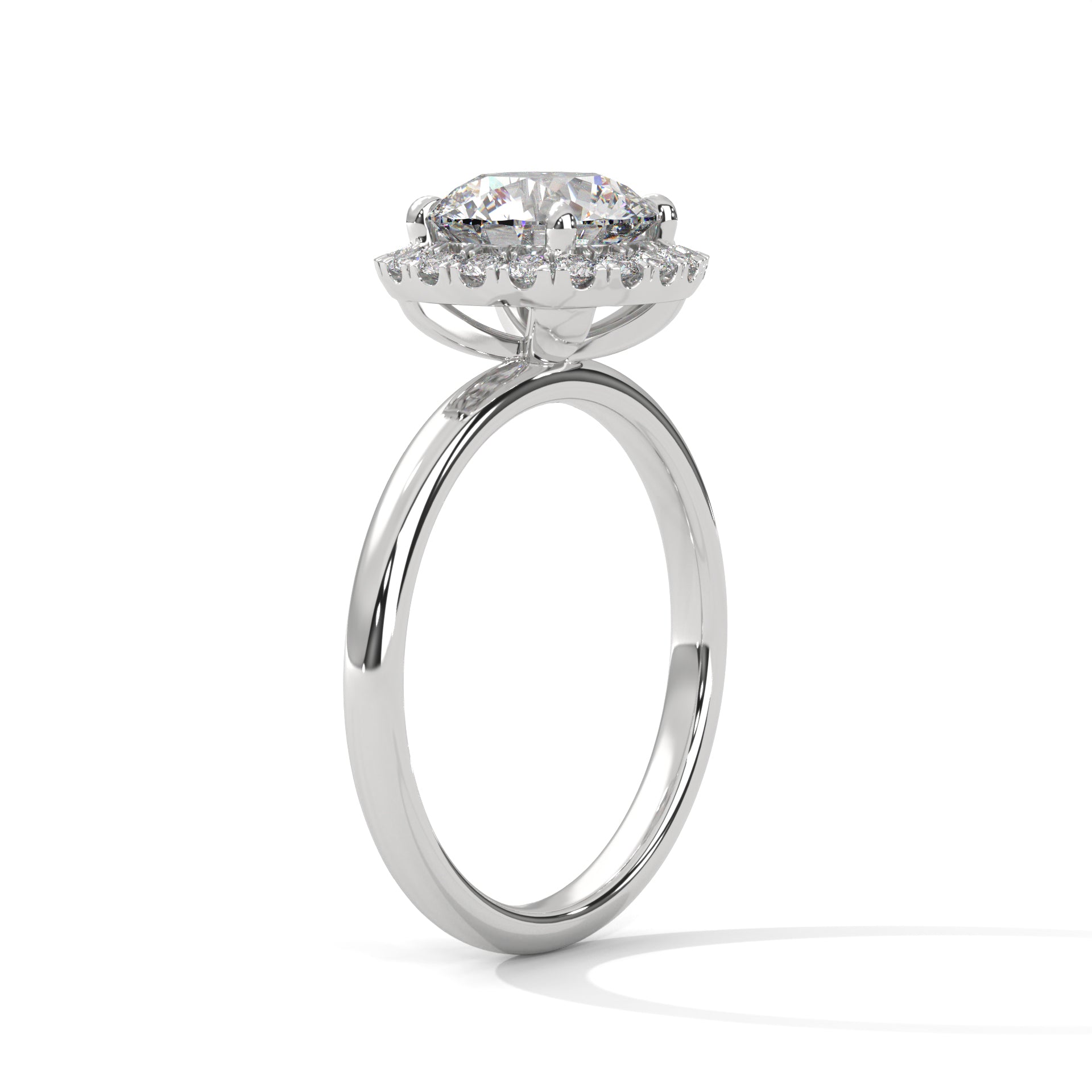 1–3 Carat Round Lab-Grown Diamond Solitaire Engagement Ring with Halo – 18K Gold