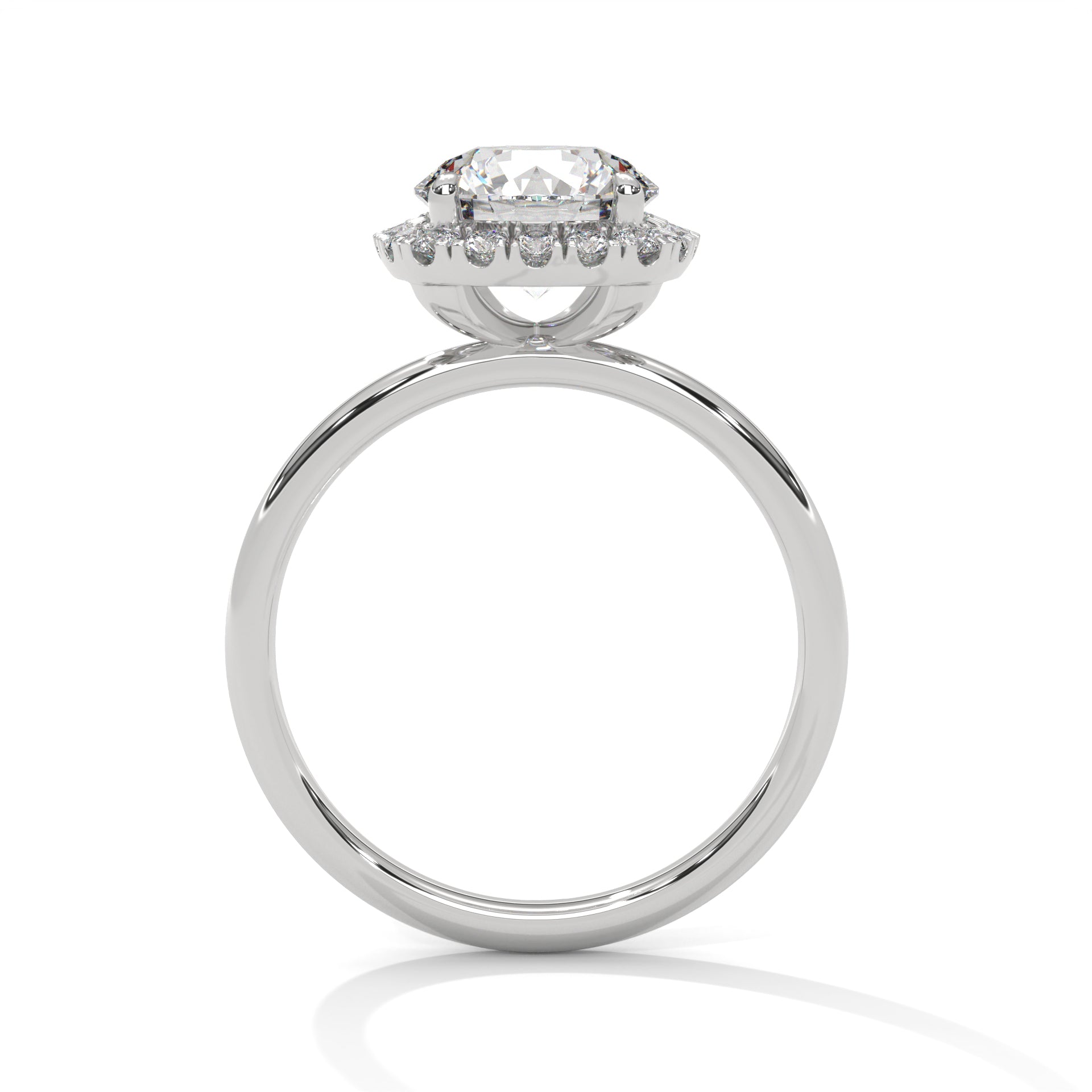 1–3 Carat Round Lab-Grown Diamond Solitaire Engagement Ring with Halo – 18K Gold