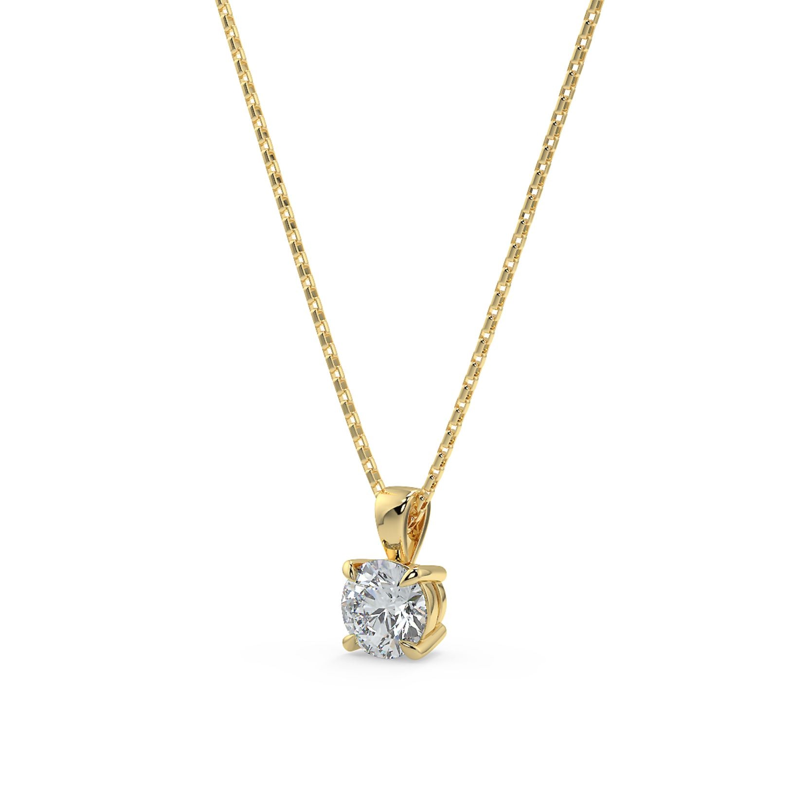 Round Cut Lab-Grown Diamond Pendant Solitaire Necklace with Chain | 18K Gold | 0.50–3 Carats