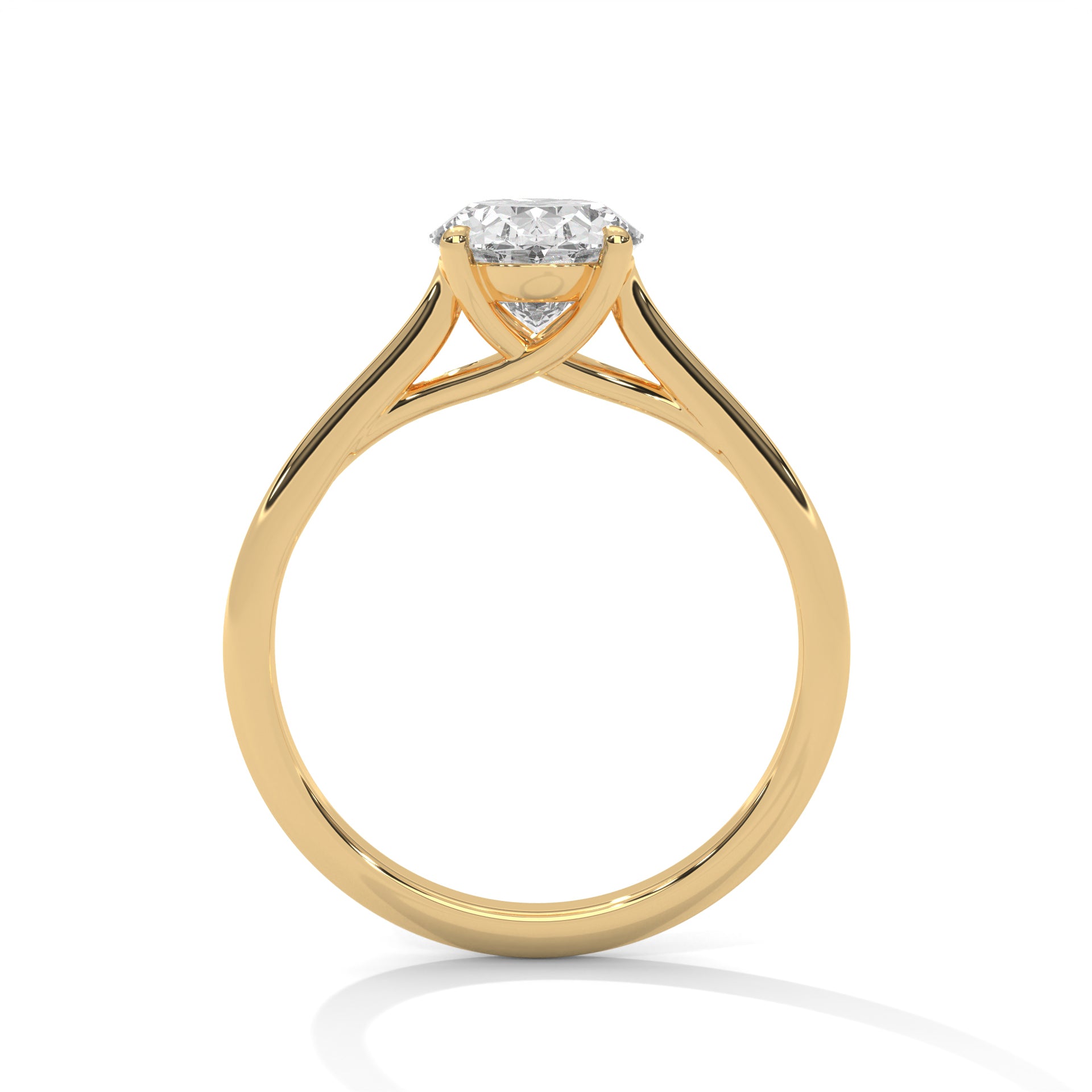 1–3 Carat Oval Lab Grown Diamond Solitaire Ring – Four Prong Setting in 18K Gold