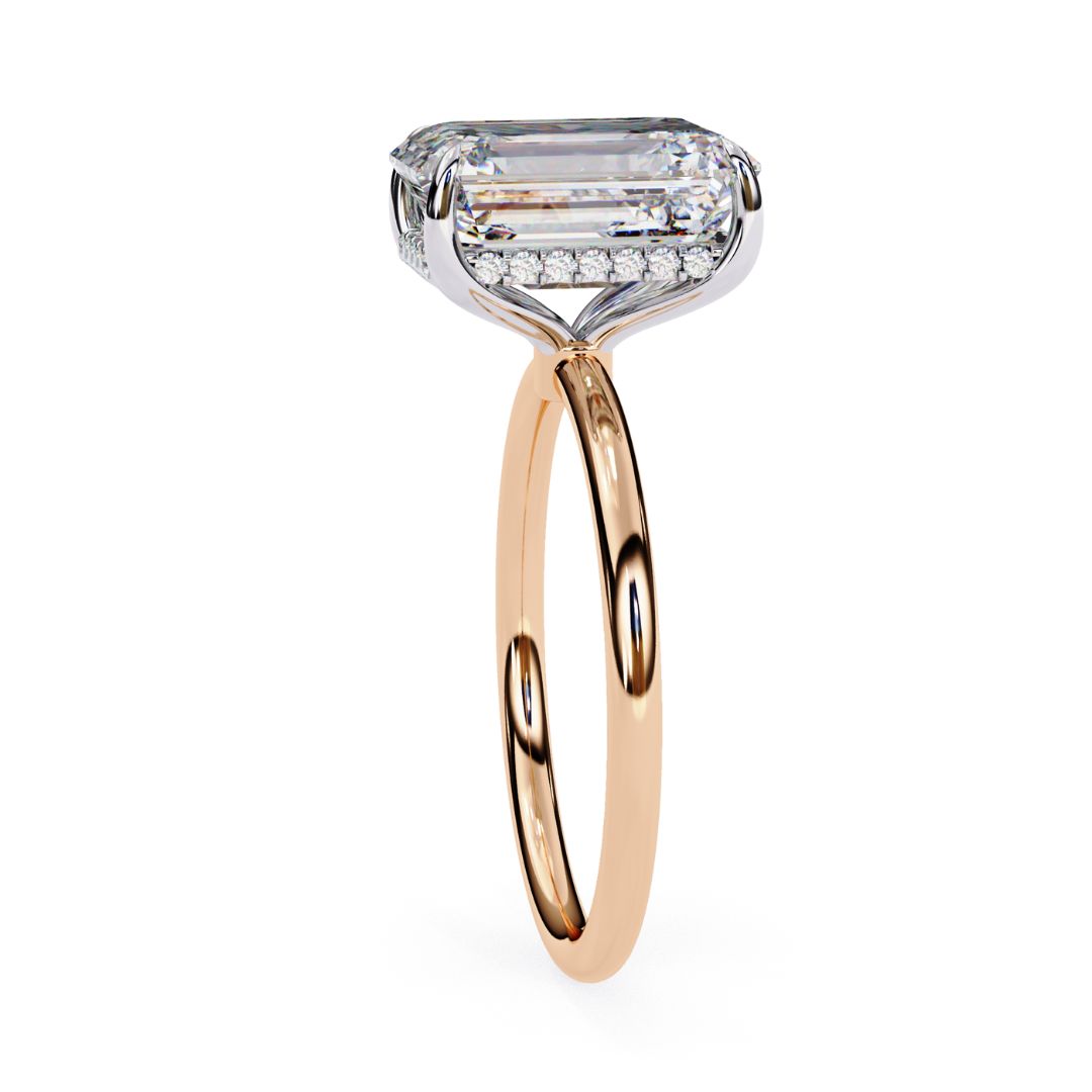 1–5 Carat Radiant Cut Lab Grown Diamond Hidden Halo Ring | Classic Solitaire | Dual Tone Options | IGI Certified | 18K Gold