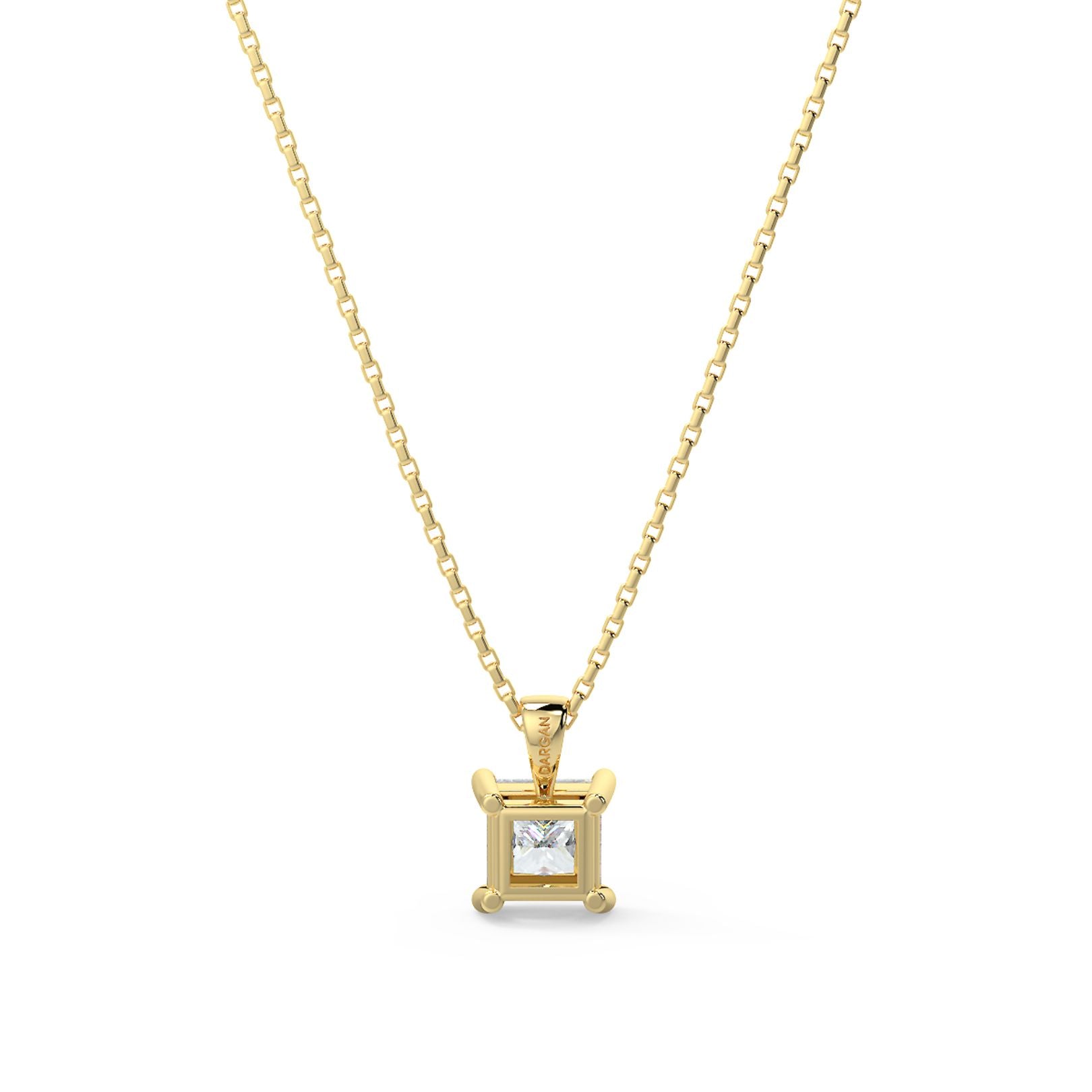Princess Cut Lab-Grown Diamond Solitaire Pendant Necklace with Chain | 18K Gold | 0.50–3 Carats