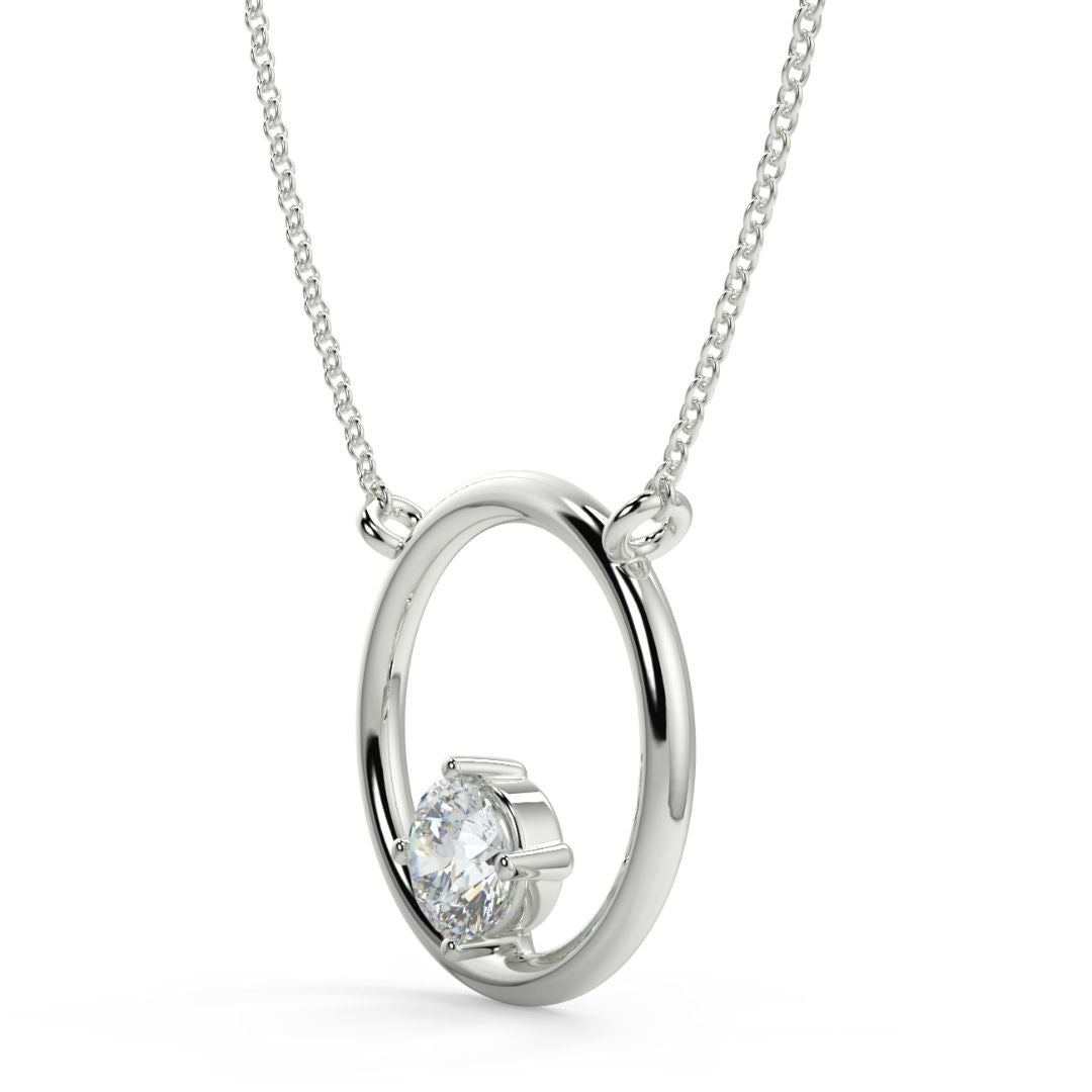 Circle Lab-Grown Solitaire Diamond Pendant