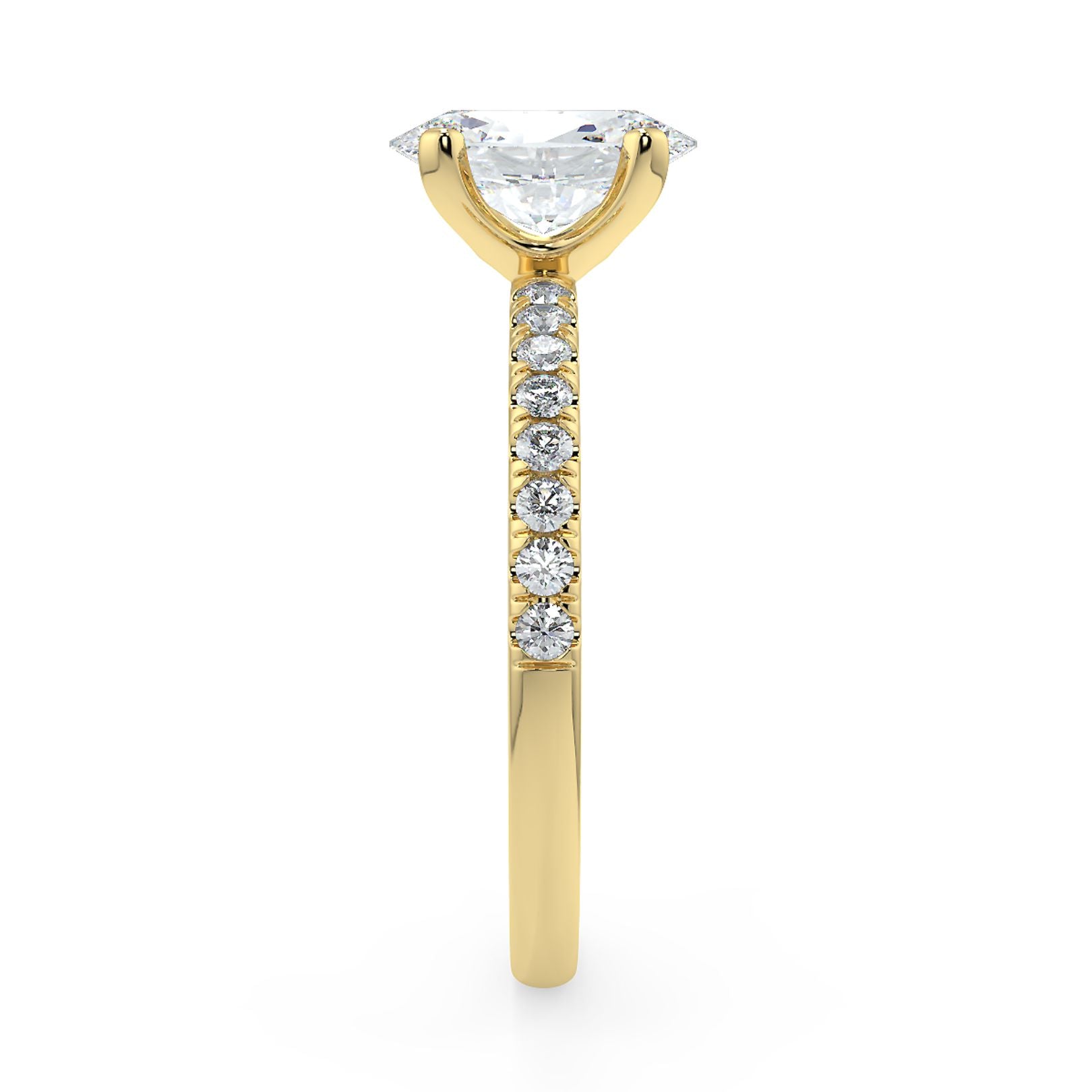 1–3 Carat Oval Cut Lab Grown Diamond Solitaire Ring | Pavé Band | IGI Certified | 18K White, Yellow & Rose Gold