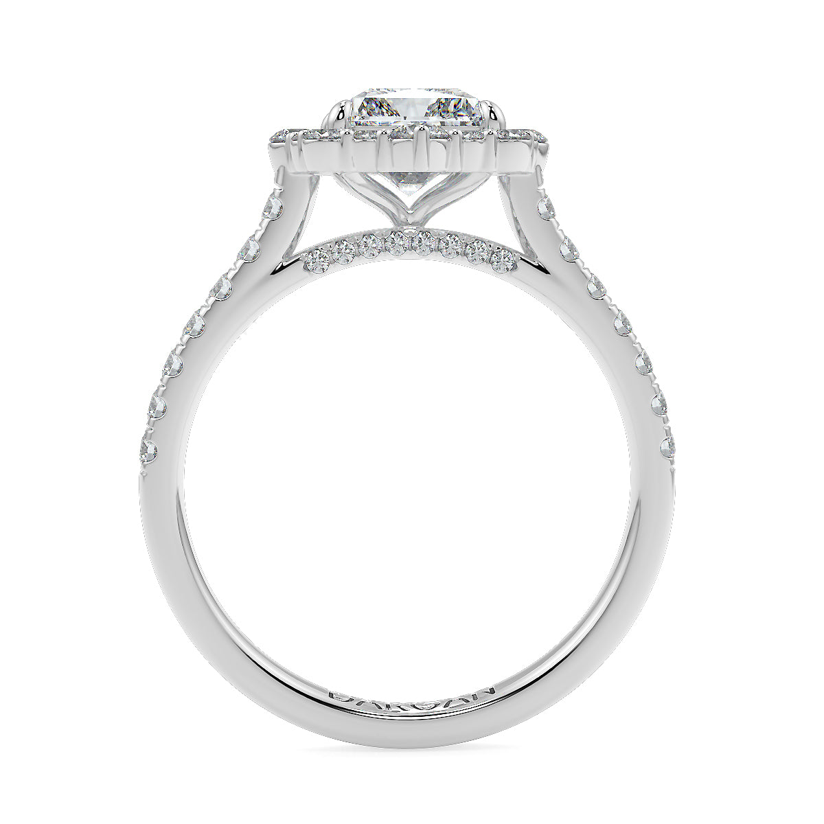 2 Carat Radiant Cut Lab Grown Diamond Engagement Solitaire Ring with Halo & Side Diamonds | 18K Gold