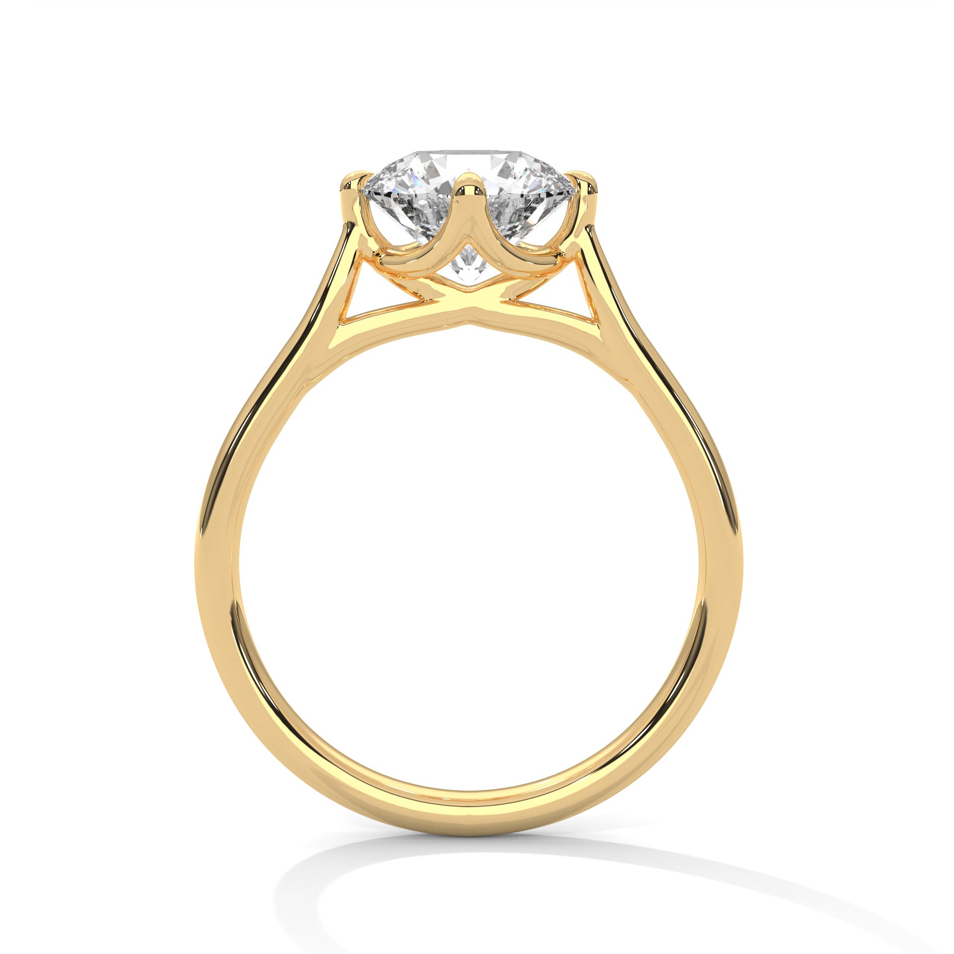 1–3 Carat Round Lab Grown Diamond Solitaire Ring – Tulip Prong Setting in 18K White, Yellow or Rose Gold
