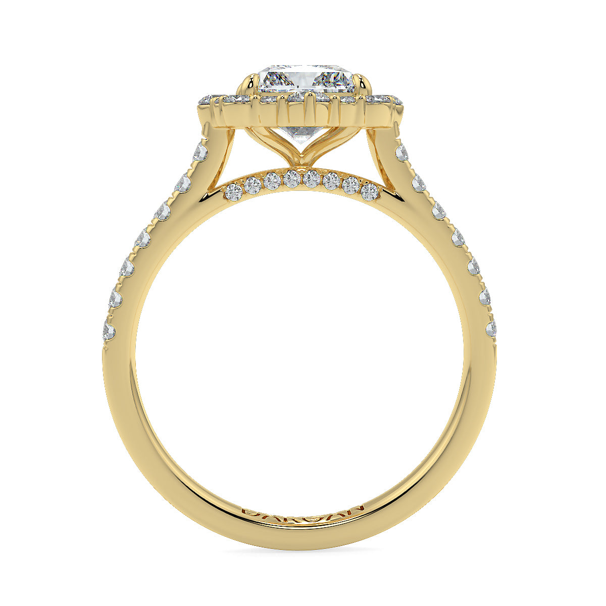 2 Carat Radiant Cut Lab Grown Diamond Engagement Solitaire Ring with Halo & Side Diamonds | 18K Gold