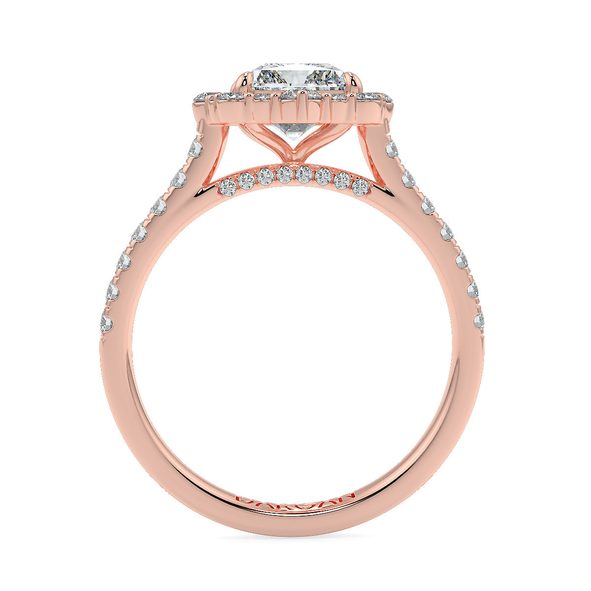 2 Carat Radiant Cut Lab Grown Diamond Engagement Solitaire Ring with Halo & Side Diamonds | 18K Gold