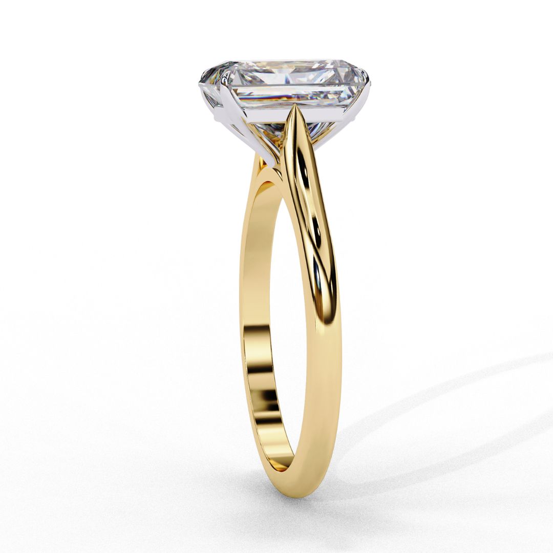 1–5 Carat Emerald Cut Lab Grown Diamond Ring in 18K Gold | 4-Prong Custom Solitaire