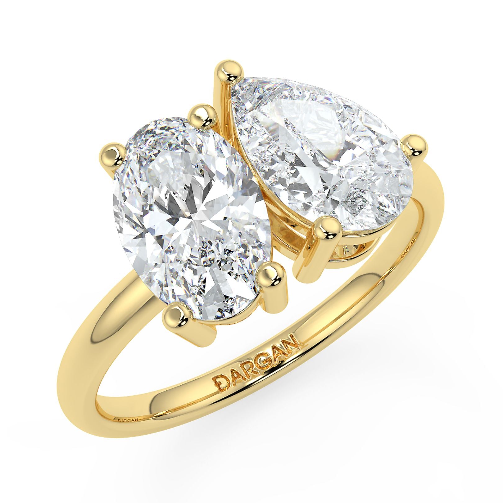 Oval and Pear Toi et Moi Lab-Grown Diamond Solitaire Ring in 18K White, Yellow & Rose Gold
