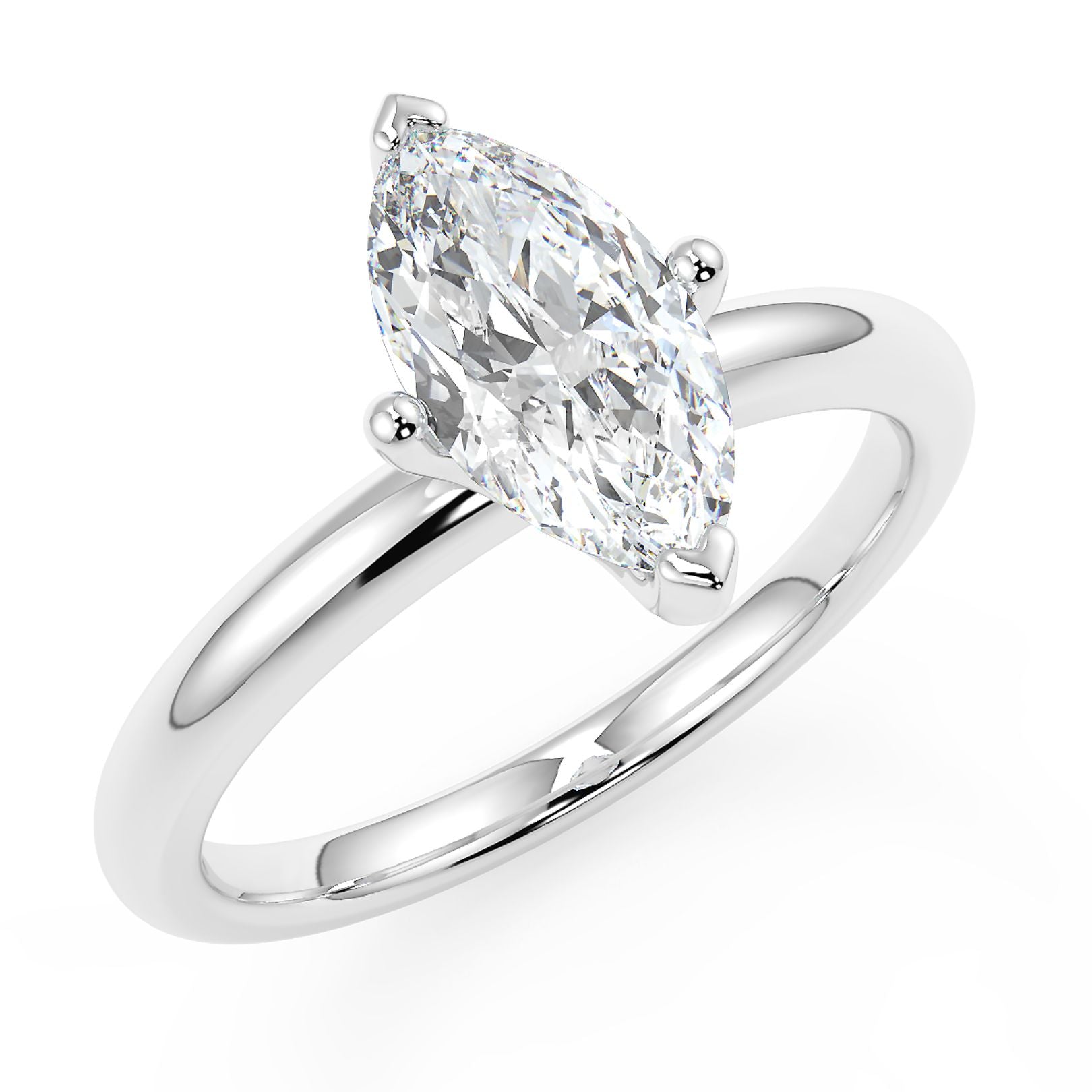 1–3 Carat Marquise Cut Lab Grown Diamond Solitaire Ring | Elongated Brilliant Shape | IGI Certified | 18K White, Yellow & Rose Gold