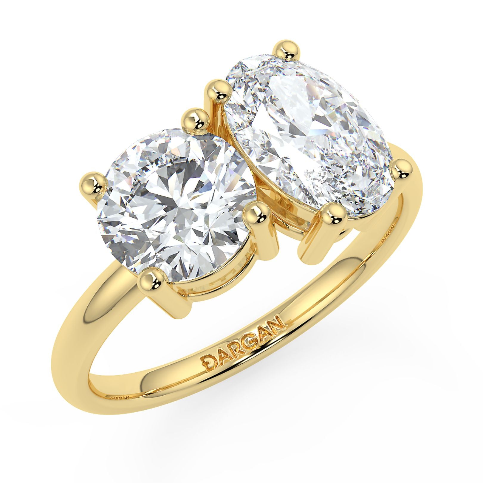 Round and Oval Toi et Moi Lab-Grown Diamond Solitaire Ring in 18K Gold