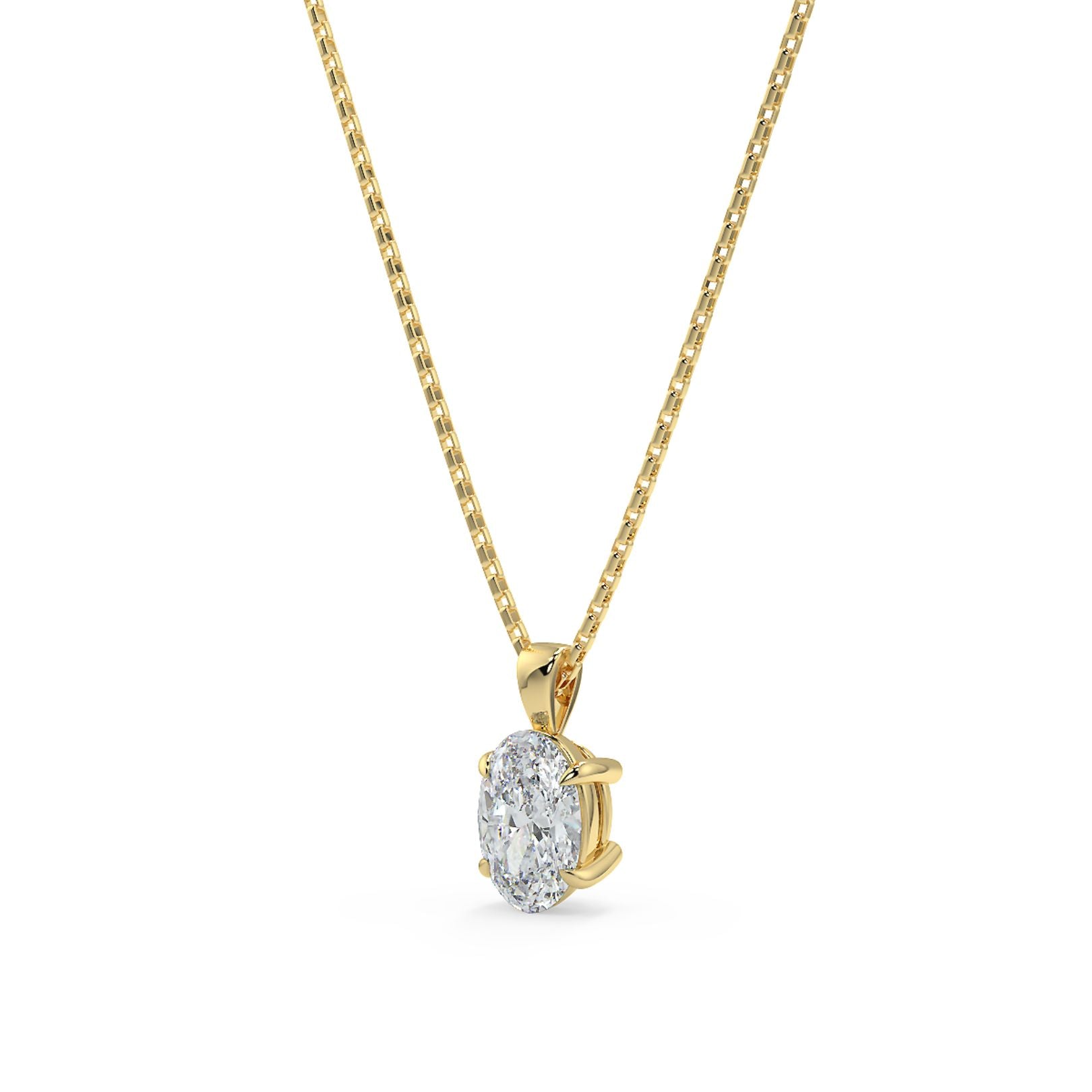 Oval Cut Lab-Grown Diamond Solitaire Pendant Necklace with Chain | 18K Gold | 0.50–3 Carats