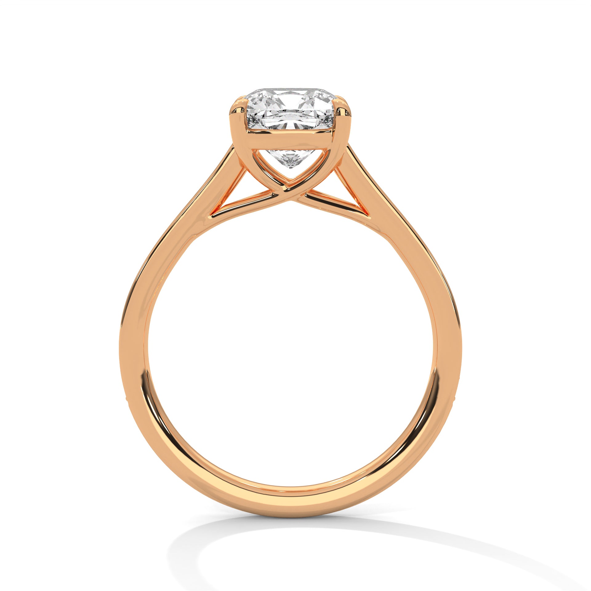 1–3 Carat Cushion Cut Lab Grown Diamond Solitaire Ring with Pavé Diamond Band – Four Prong Setting in 18K Gold