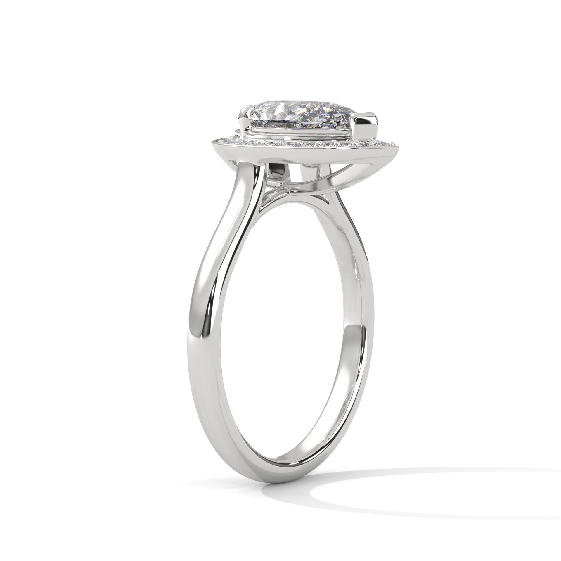 1–3 Carat Pear Lab-Grown Diamond Solitaire Engagement Ring with Halo – 18K Gold