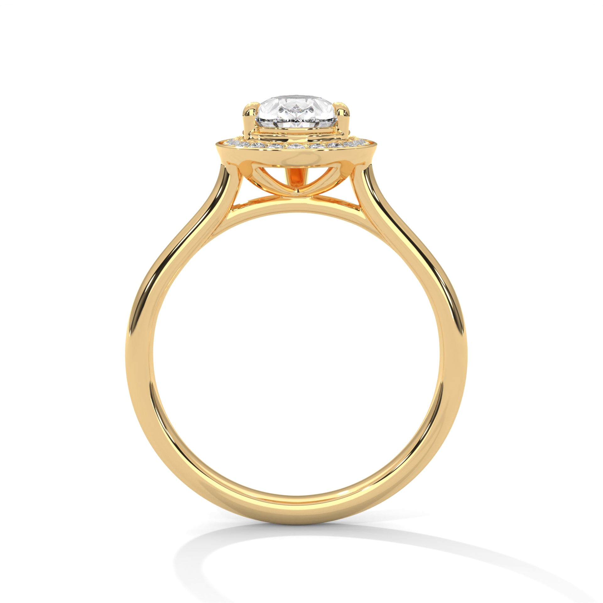 1–3 Carat Pear Lab-Grown Diamond Solitaire Engagement Ring with Halo – 18K Gold