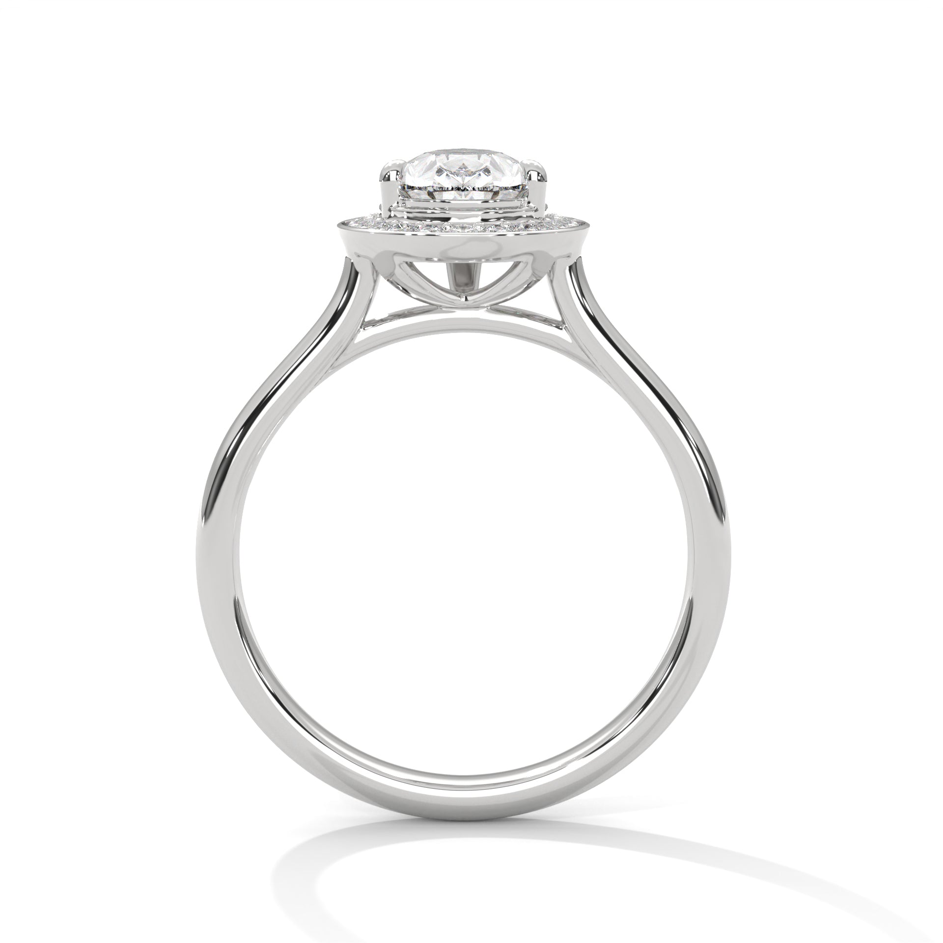 1–3 Carat Pear Lab-Grown Diamond Solitaire Engagement Ring with Halo – 18K Gold