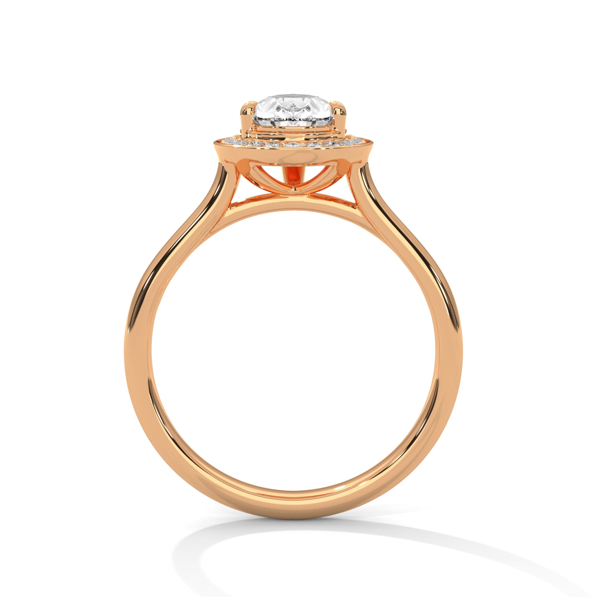 1–3 Carat Pear Lab-Grown Diamond Solitaire Engagement Ring with Halo – 18K Gold