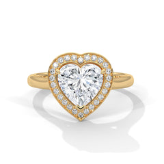 1–3 Carat Heart Lab-Grown Diamond Solitaire Engagement Ring with Halo – 18K Gold