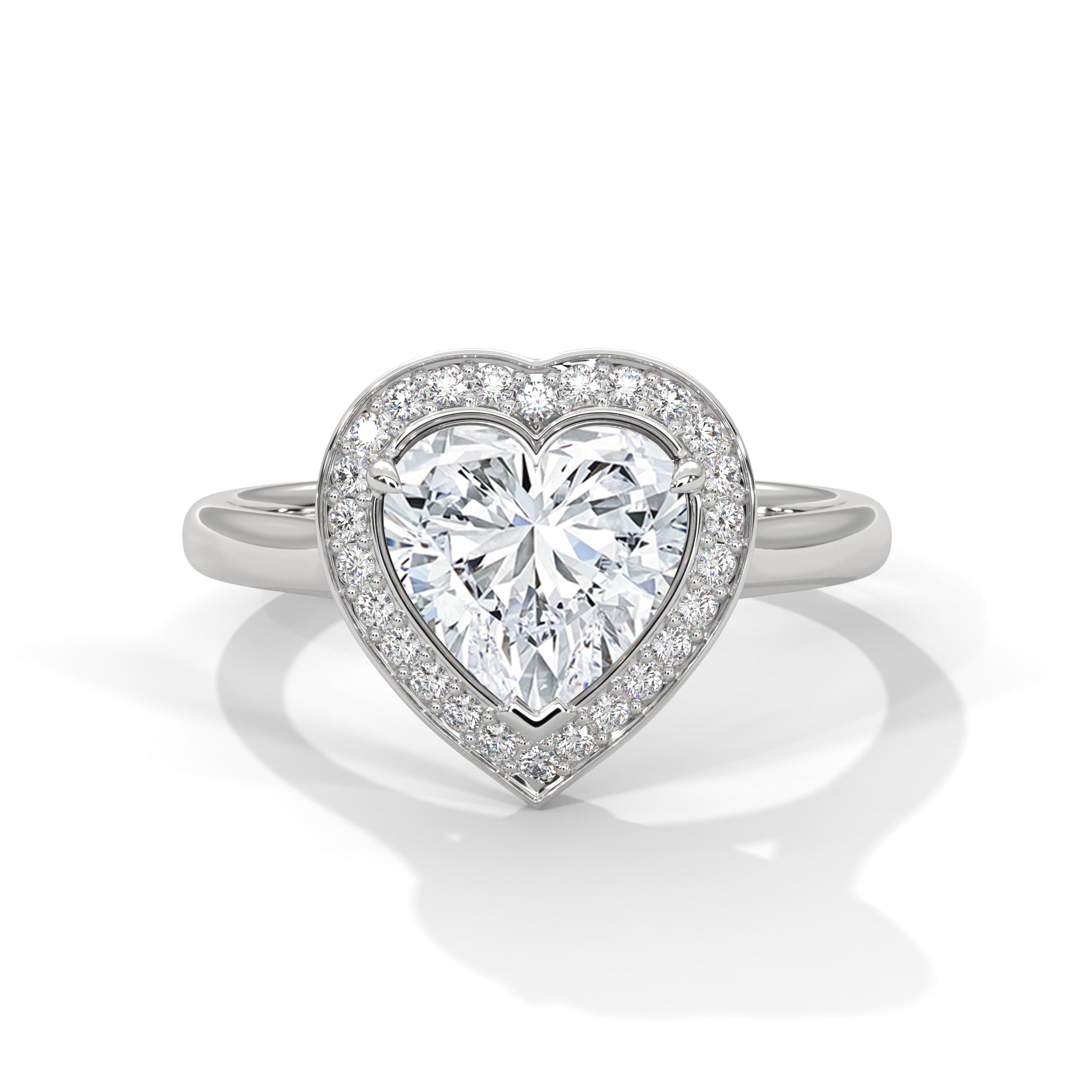 1–3 Carat Heart Lab-Grown Diamond Solitaire Engagement Ring with Halo – 18K Gold