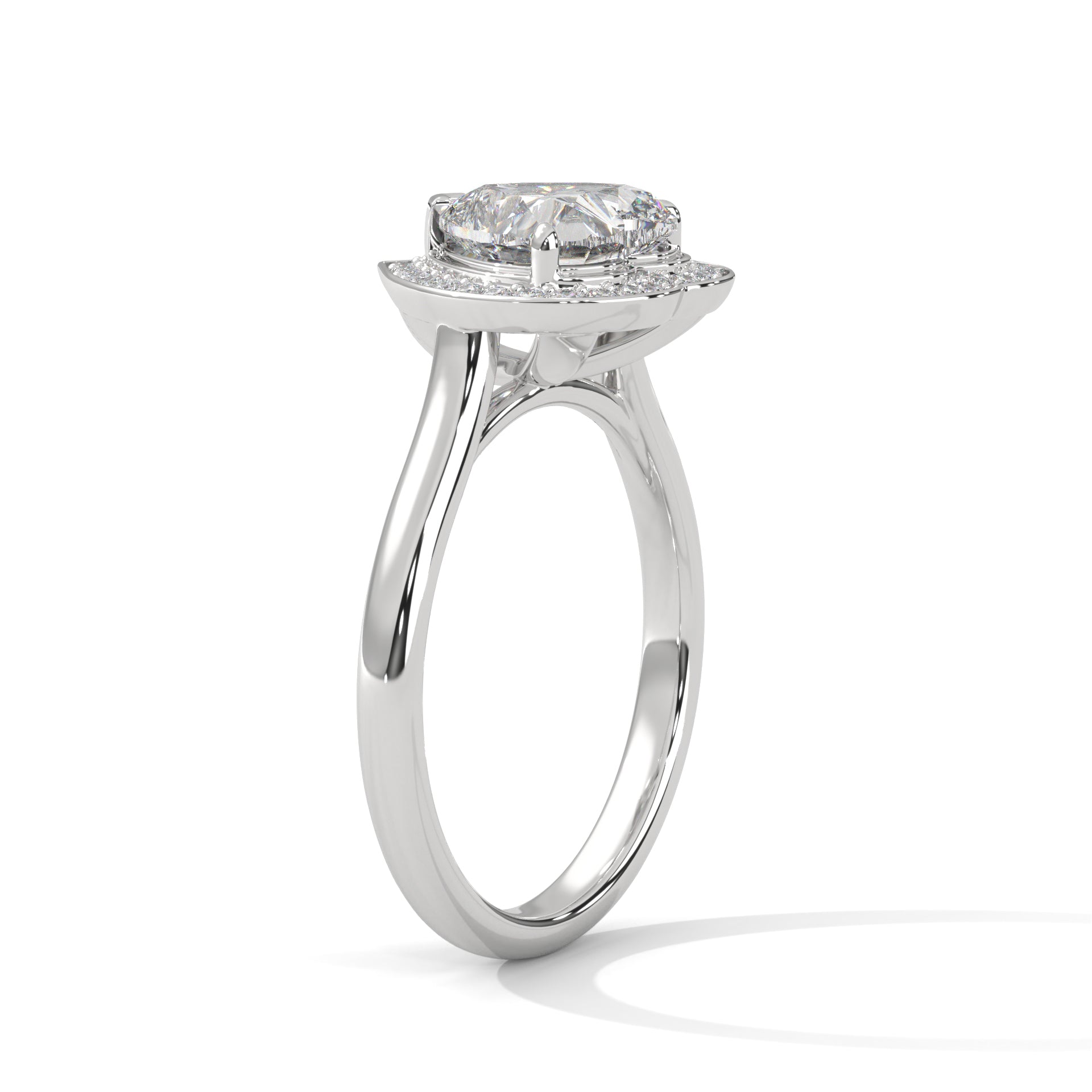 1–3 Carat Heart Lab-Grown Diamond Solitaire Engagement Ring with Halo – 18K Gold