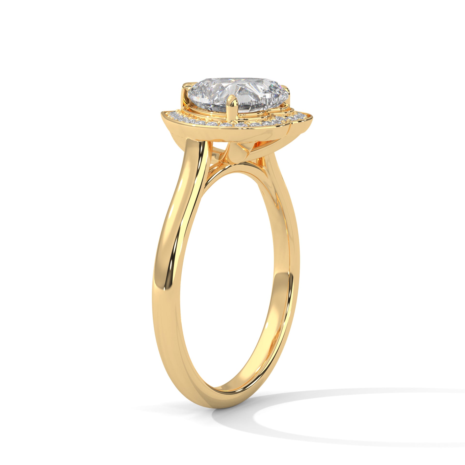 1–3 Carat Heart Lab-Grown Diamond Solitaire Engagement Ring with Halo – 18K Gold