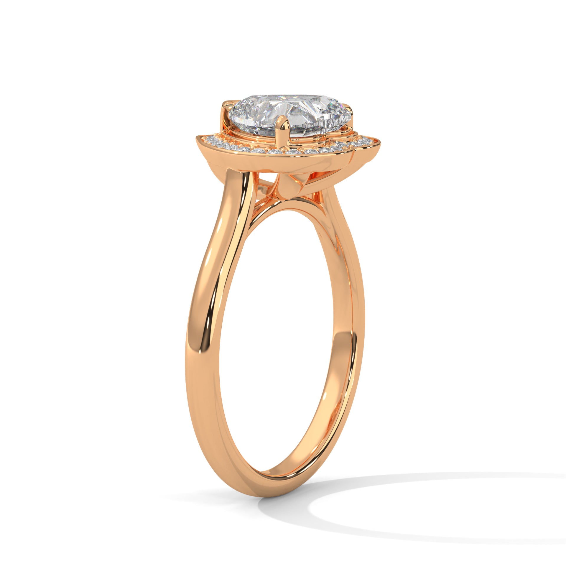 1–3 Carat Heart Lab-Grown Diamond Solitaire Engagement Ring with Halo – 18K Gold