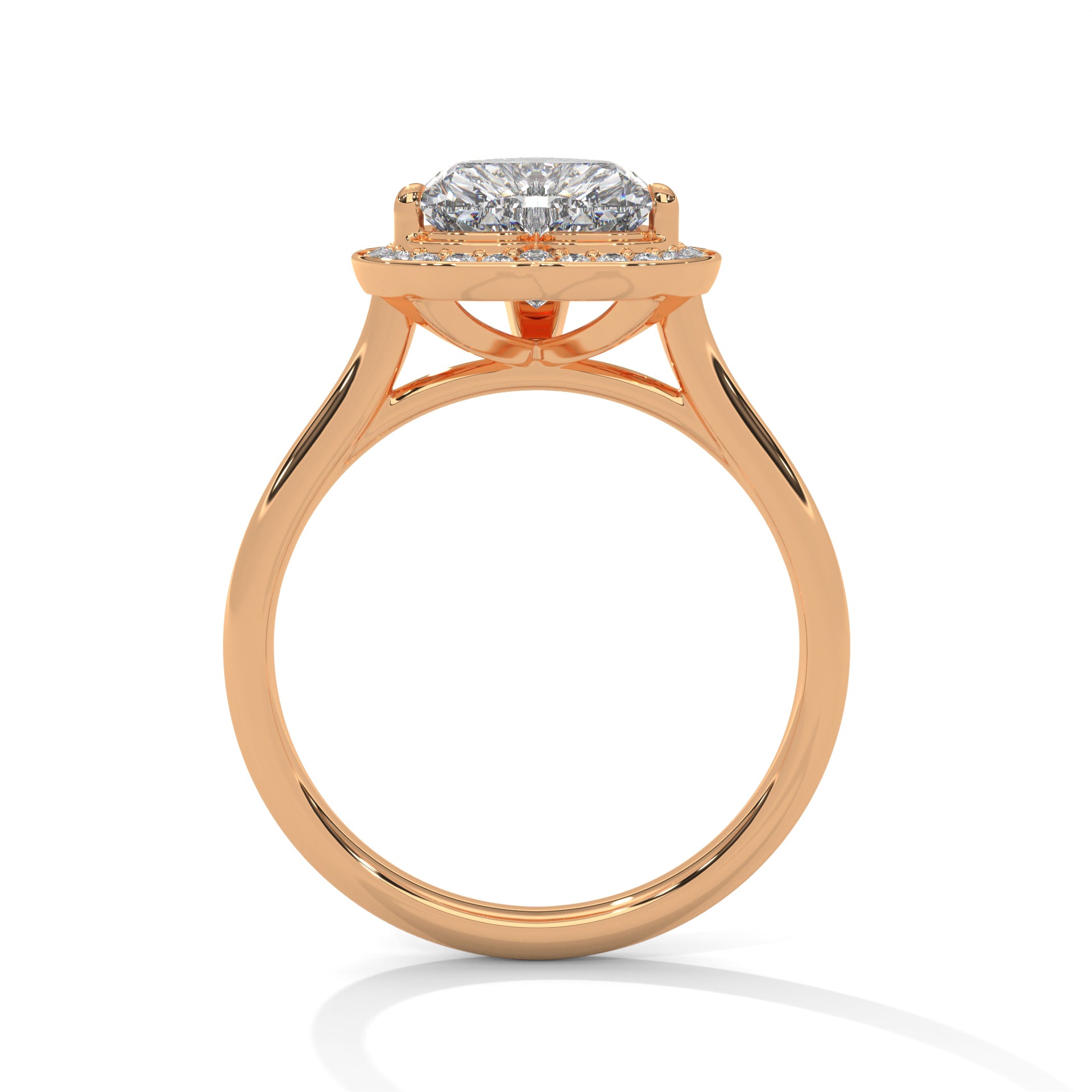 1–3 Carat Heart Lab-Grown Diamond Solitaire Engagement Ring with Halo – 18K Gold