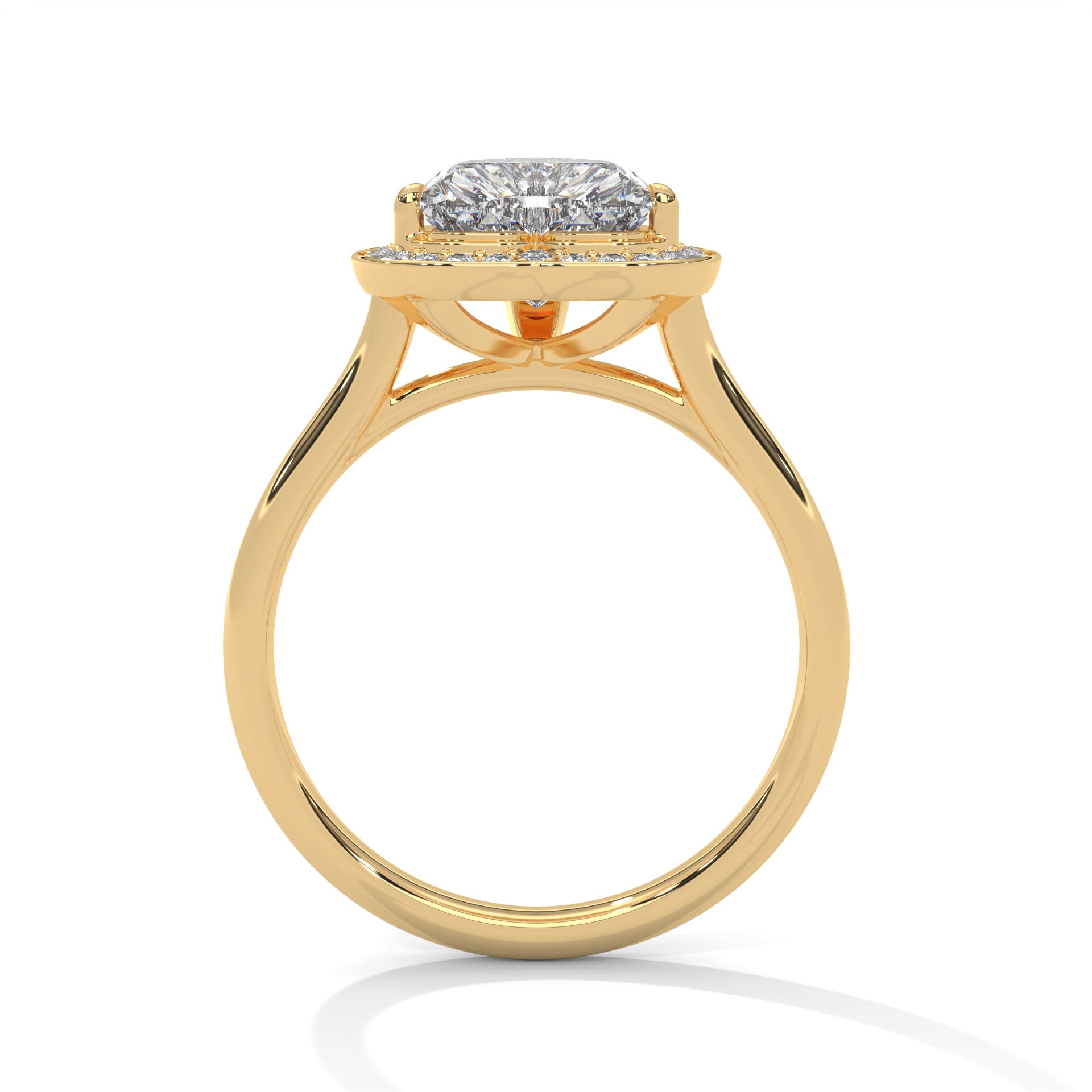 1–3 Carat Heart Lab-Grown Diamond Solitaire Engagement Ring with Halo – 18K Gold