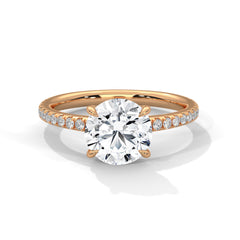 1–3 Carat Round Lab-Grown Diamond Solitaire Ring – Classic Pave Band Setting – 18K Gold
