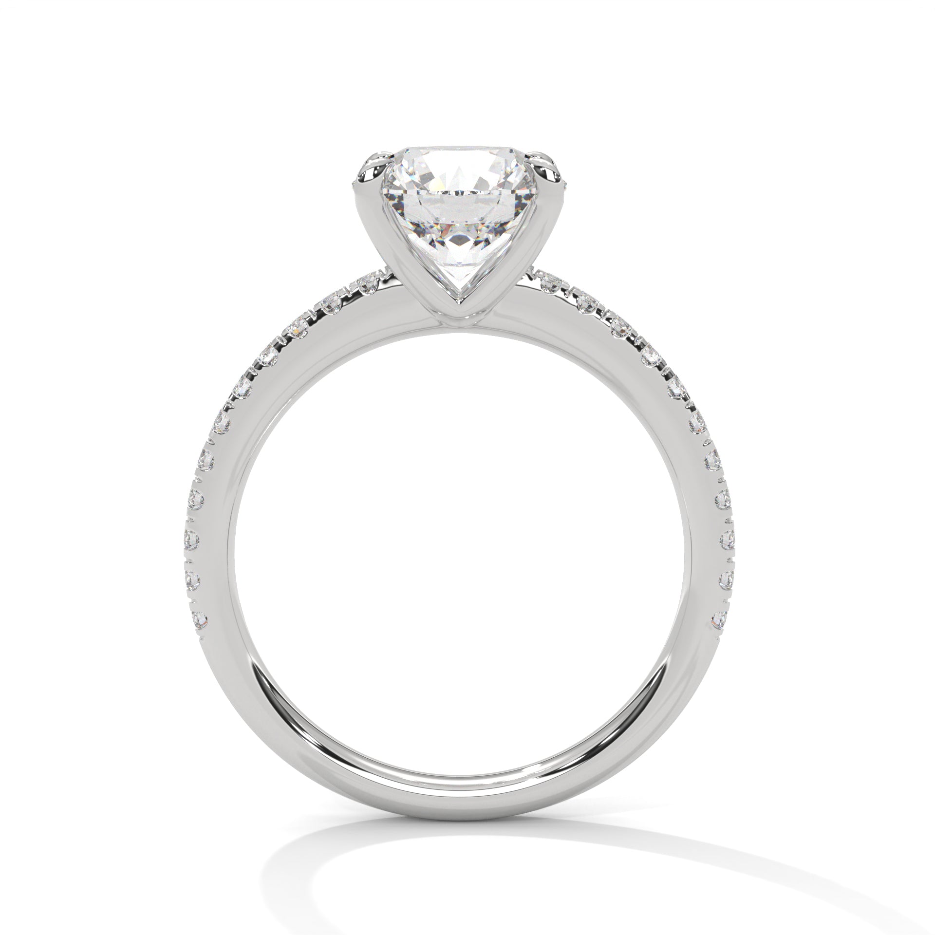 1–3 Carat Round Lab-Grown Diamond Solitaire Ring – Classic Pave Band Setting – 18K Gold