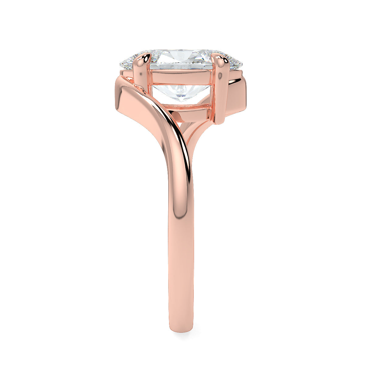 1–5 Carats Oval Cut Lab-Grown Diamond Solitaire Ring with Twisted Band | 18K Gold | Yellow, White & Rose Gold