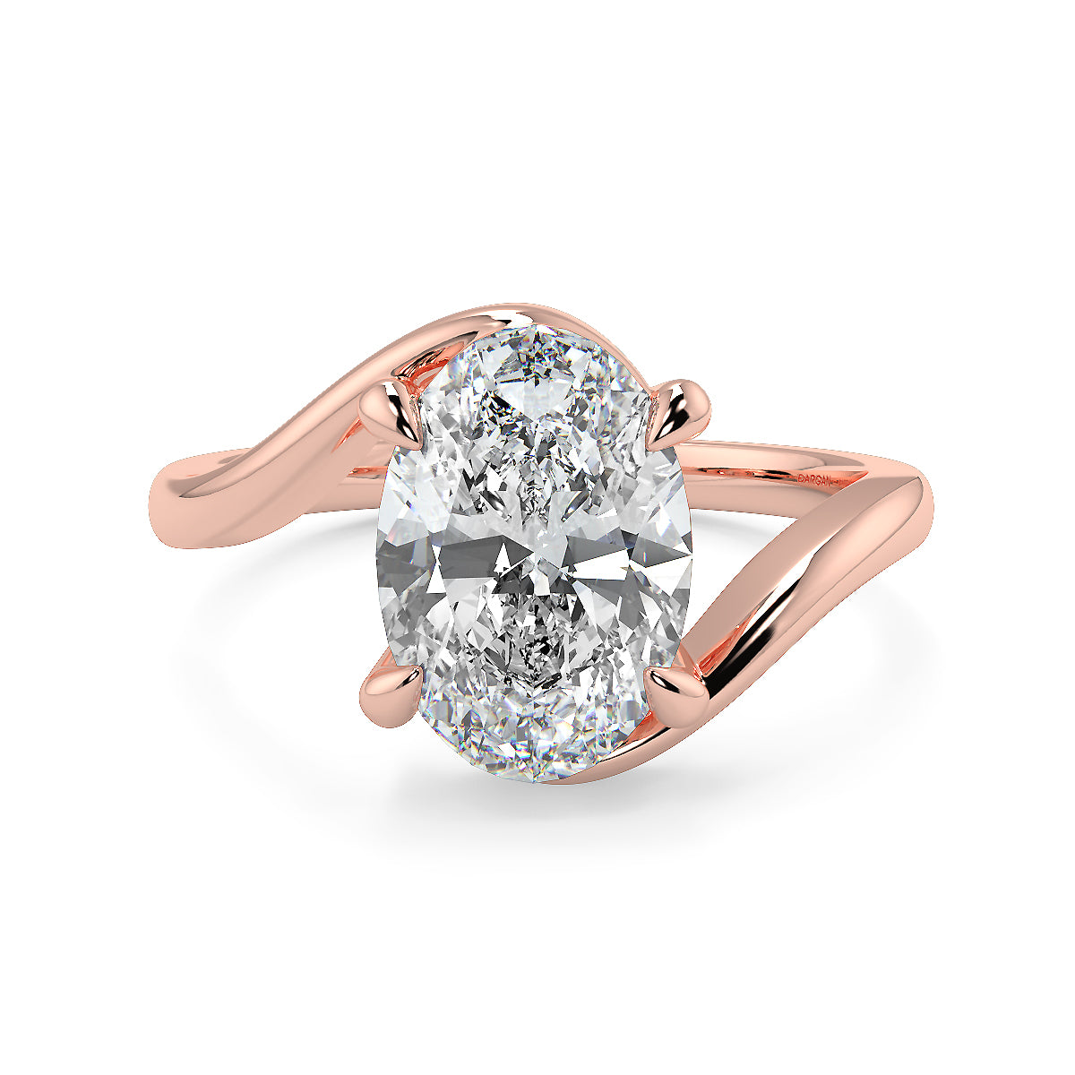 1–5 Carats Oval Cut Lab-Grown Diamond Solitaire Ring with Twisted Band | 18K Gold | Yellow, White & Rose Gold