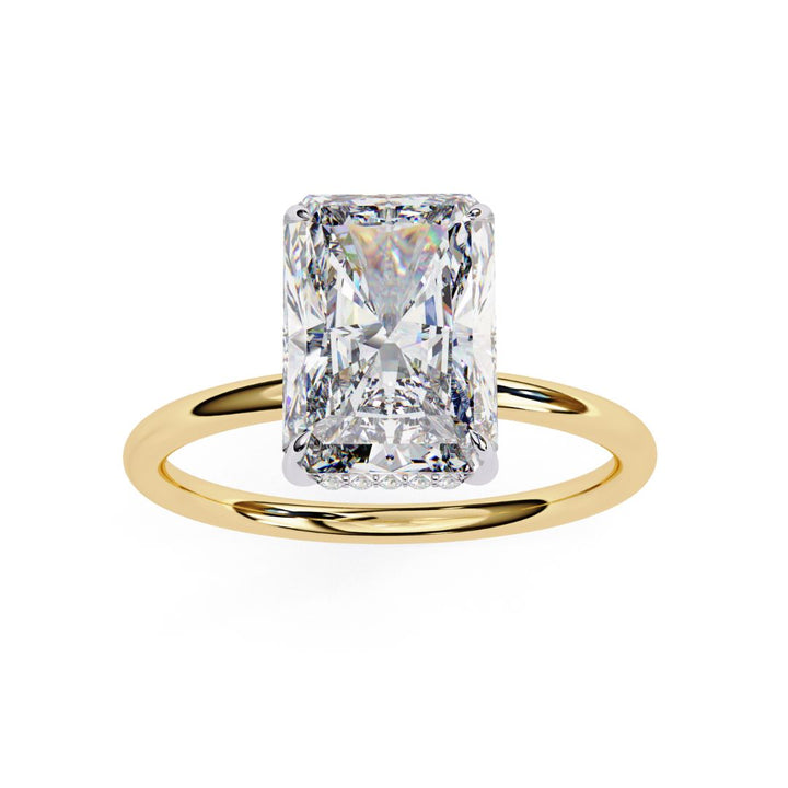 1–5 Carat Radiant Cut Lab Grown Diamond Hidden Halo Ring | Classic Solitaire | Dual Tone Options | IGI Certified | 18K Gold