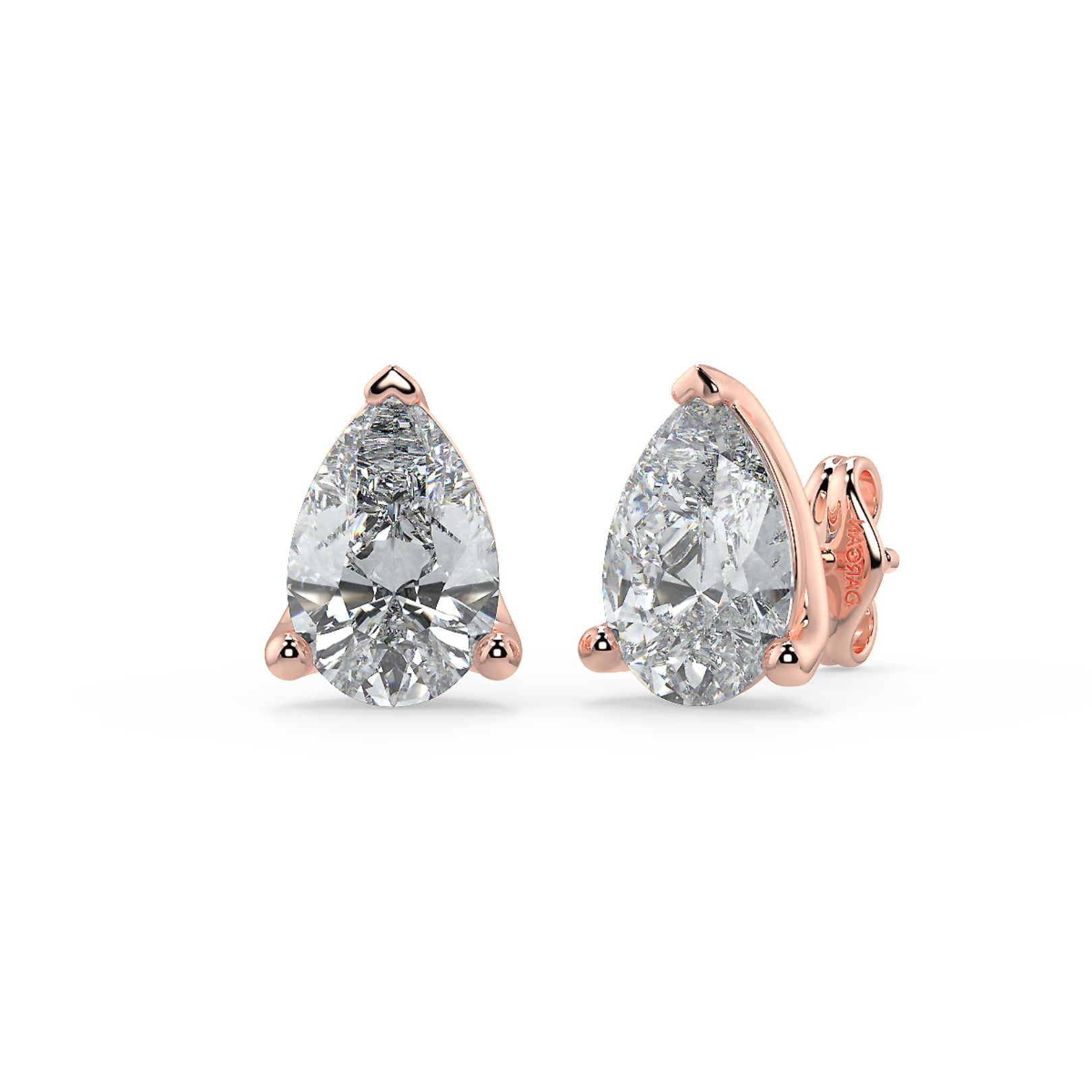 0.50–4 Carat Pear Cut Lab Grown Diamond Stud Earrings | Teardrop Solitaire | 18K White, Yellow & Rose Gold