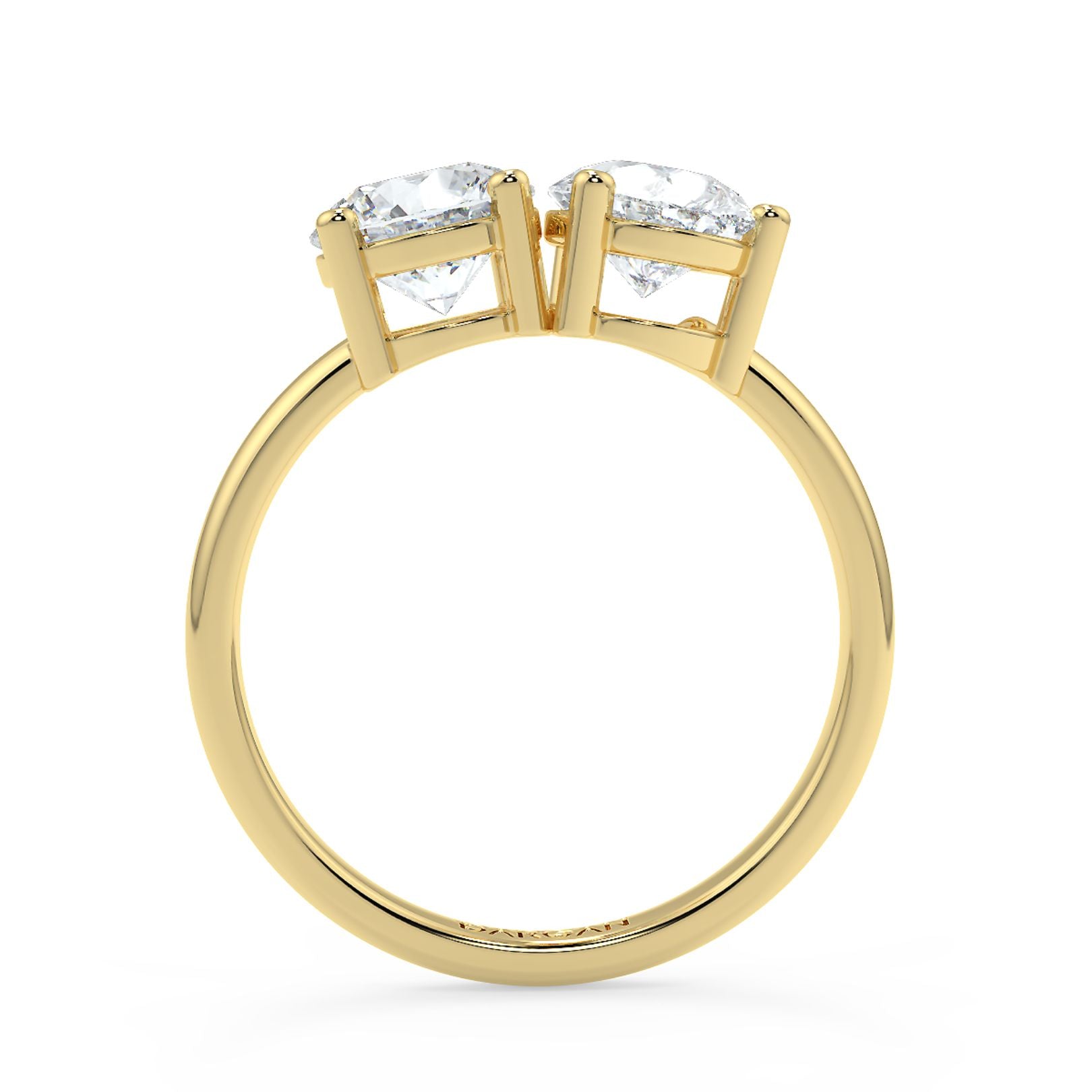 Round and Pear Toi et Moi Lab-Grown Diamond Solitaire Ring in 18K Gold