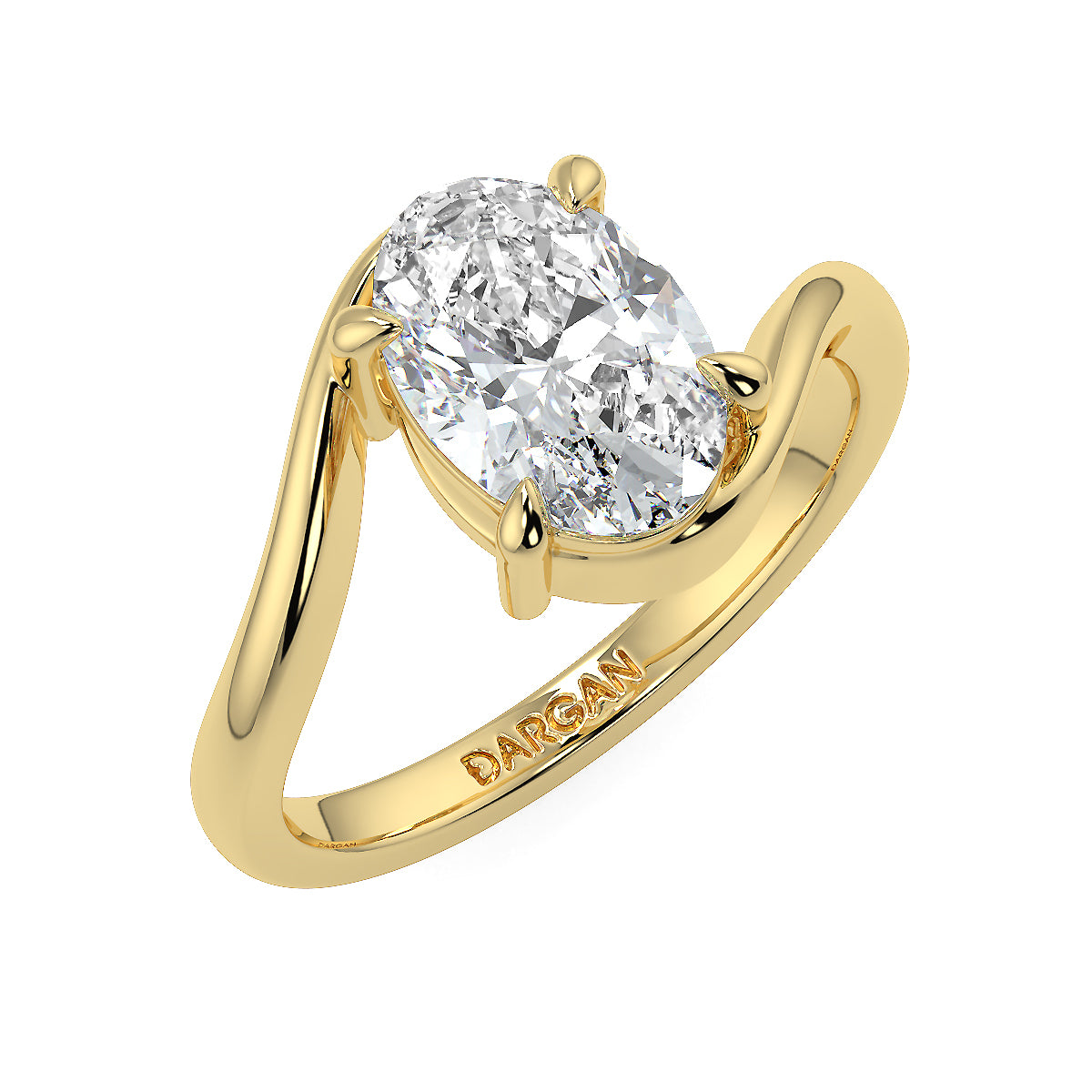 1–5 Carats Oval Cut Lab-Grown Diamond Solitaire Ring with Twisted Band | 18K Gold | Yellow, White & Rose Gold