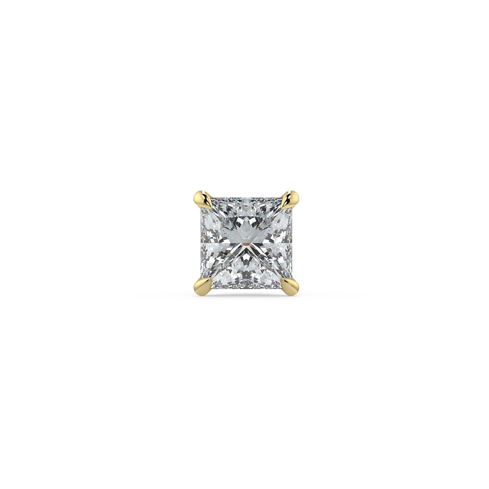 0.5–4 Carat Princess Cut Lab Grown Diamond Stud Earrings | Square Brilliant Solitaire | 18K White, Yellow & Rose Gold