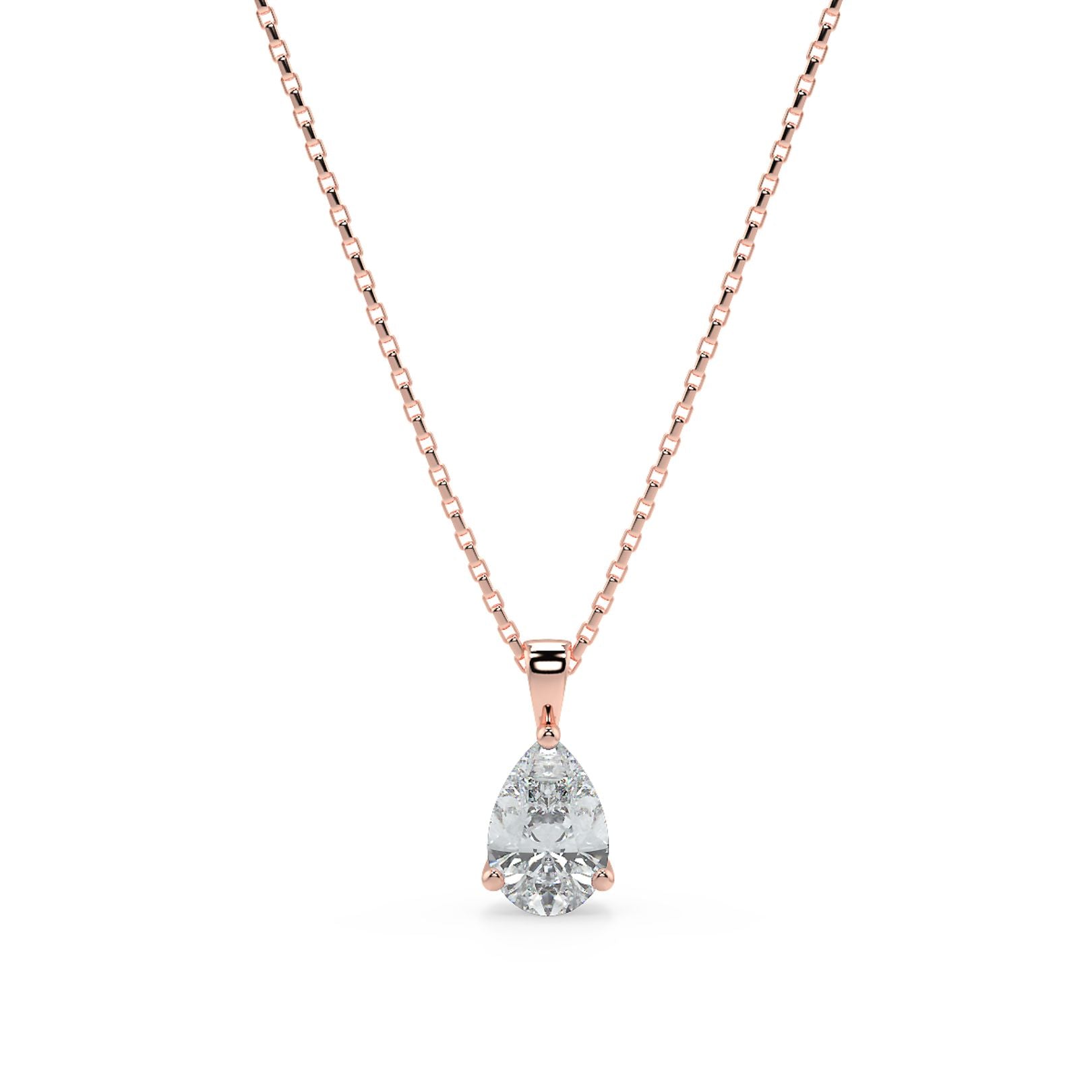 Pear Cut Lab-Grown Diamond Solitaire Pendant Necklace with Chain | 18K Gold | 0.50–3 Carats