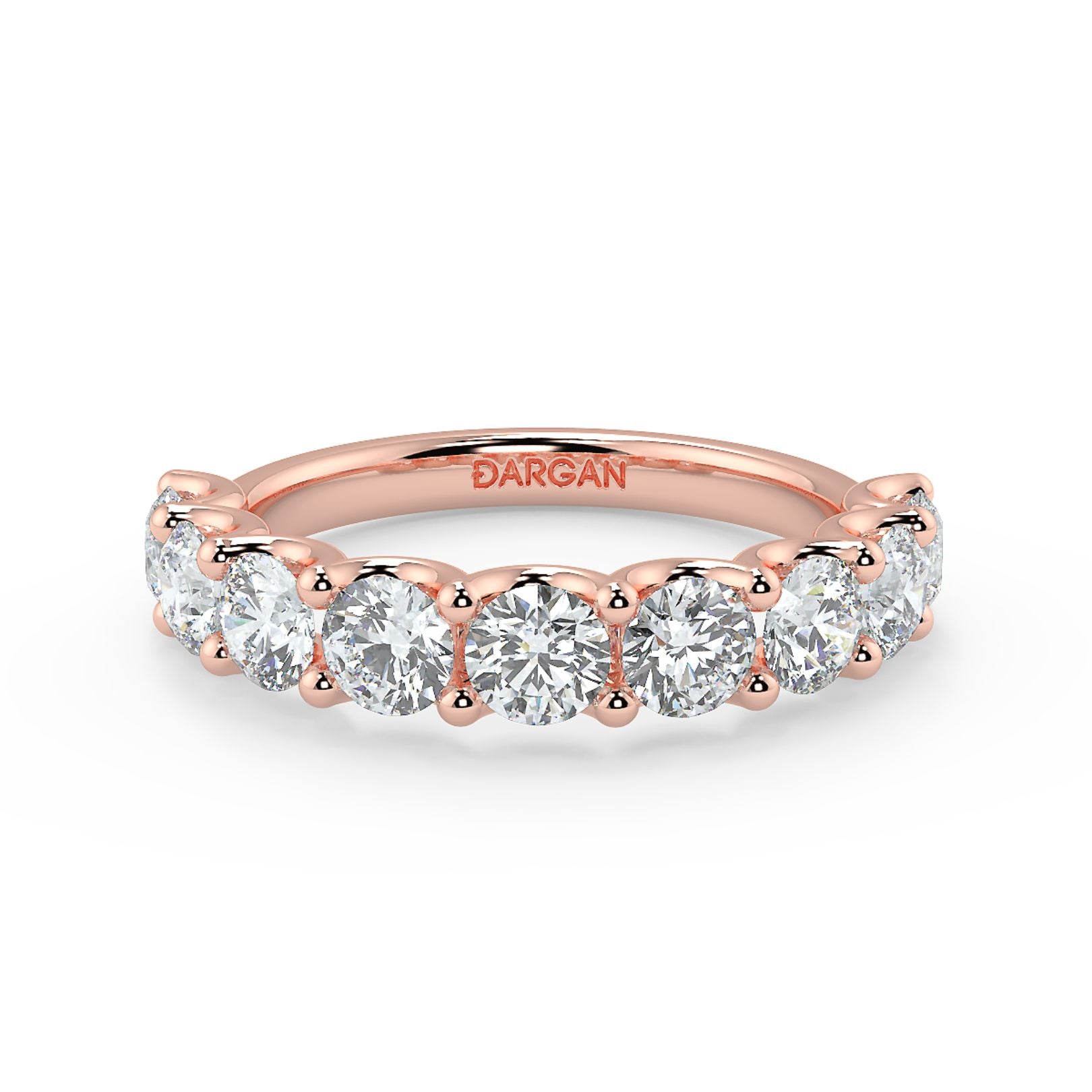 Half-Eternity 15-Pointer Round Lab-Grown Diamond Ring in 18K White, Yellow & Rose Gold